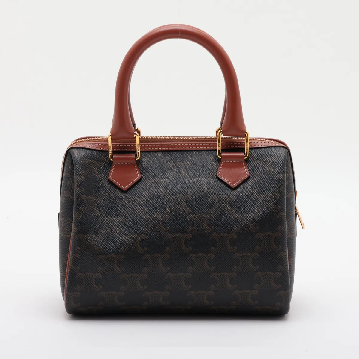 Cuir Triomphe Small Boston PVC x Leather 2-Way Handbag Brown — view 2