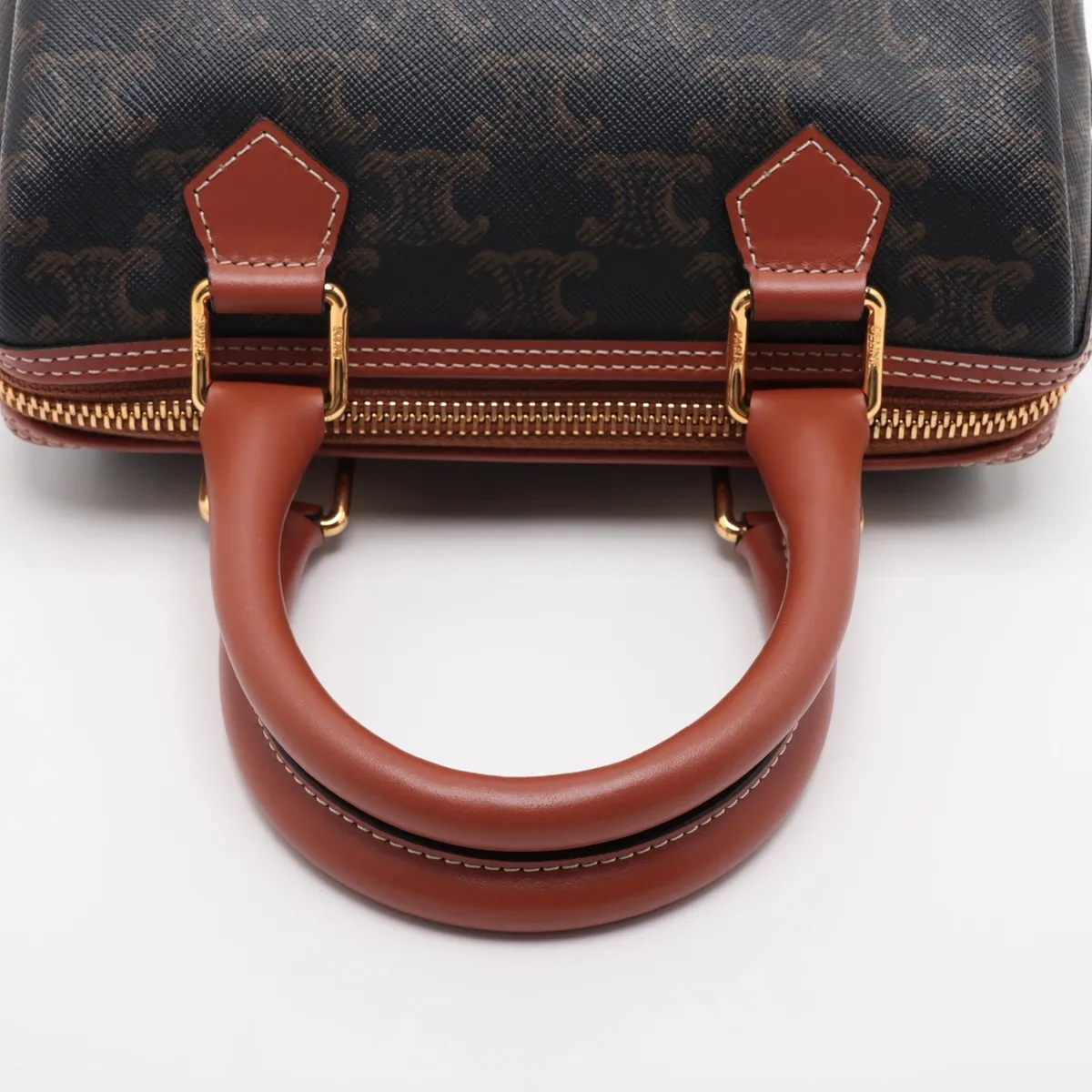 Cuir Triomphe Small Boston PVC x Leather 2-Way Handbag Brown — view 5