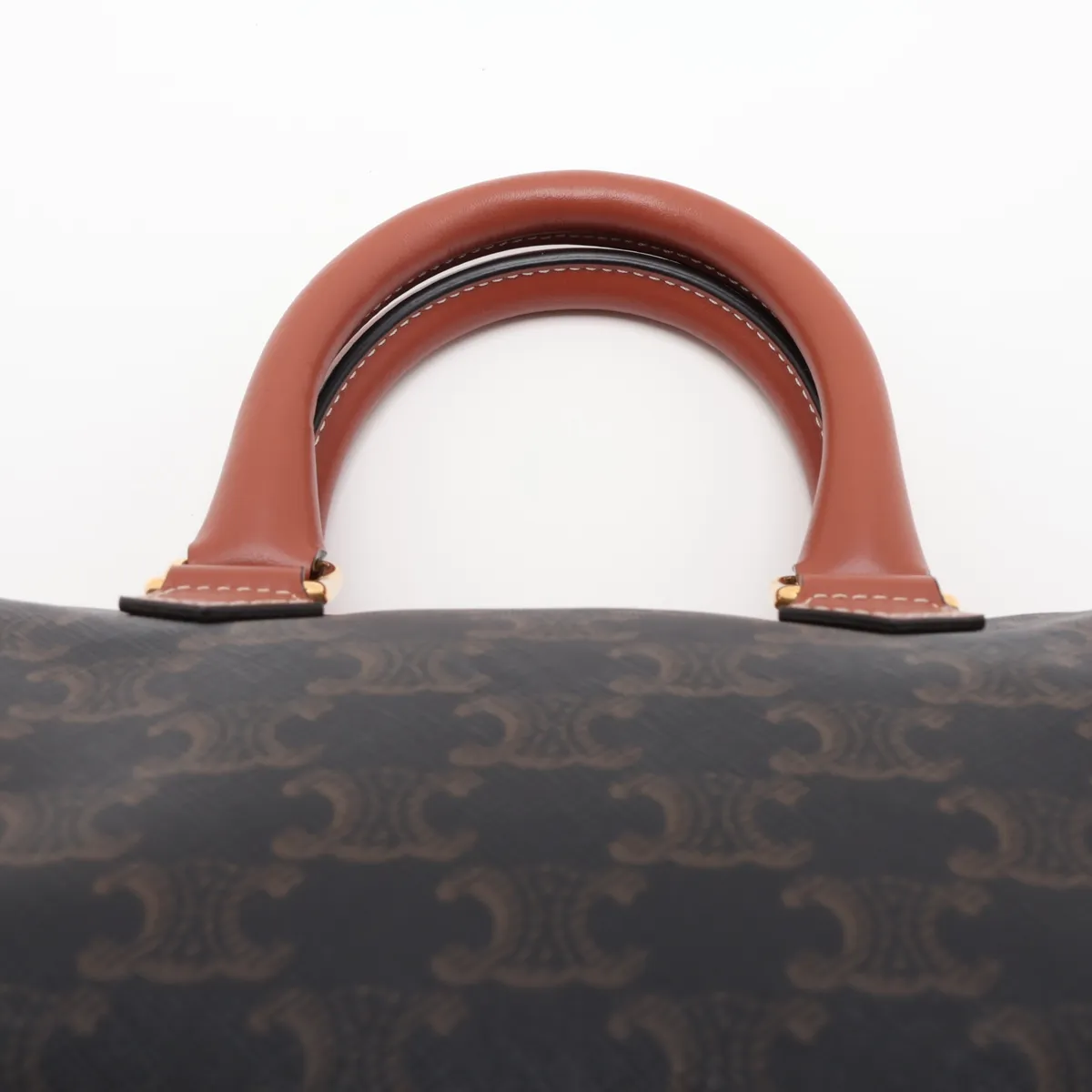 Cuir Triomphe Small Boston PVC x Leather 2-Way Handbag Brown — view 6