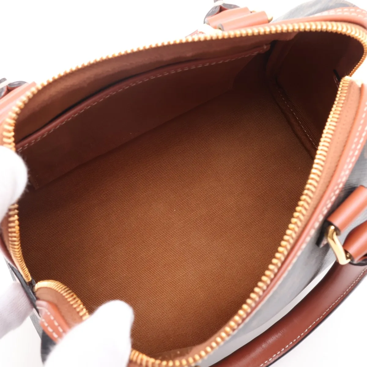 Cuir Triomphe Small Boston PVC x Leather 2-Way Handbag Brown — view 8