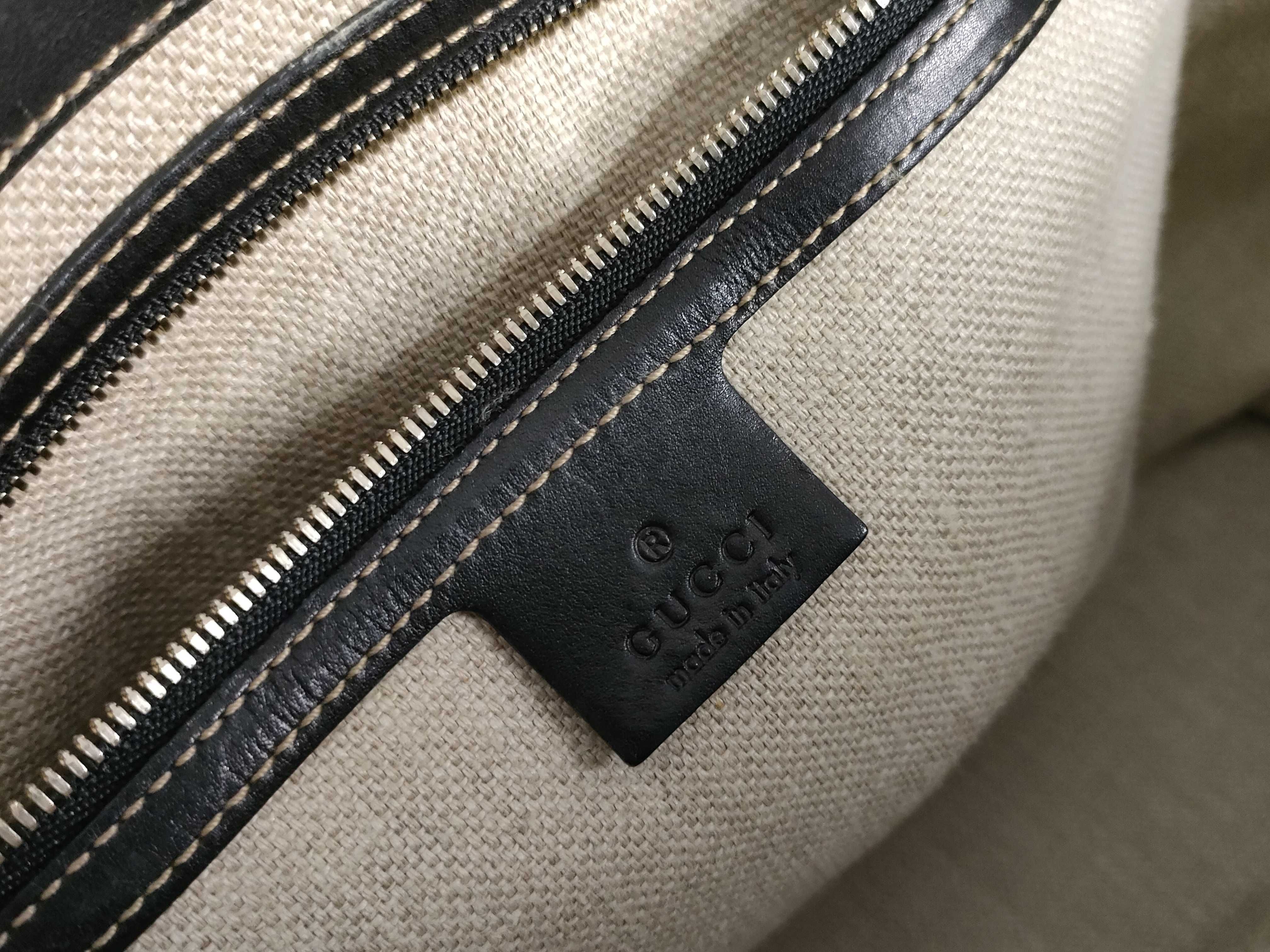 141432 Tote Bag, Canvas and Leather, Beige and Black Tote Bag — view 11