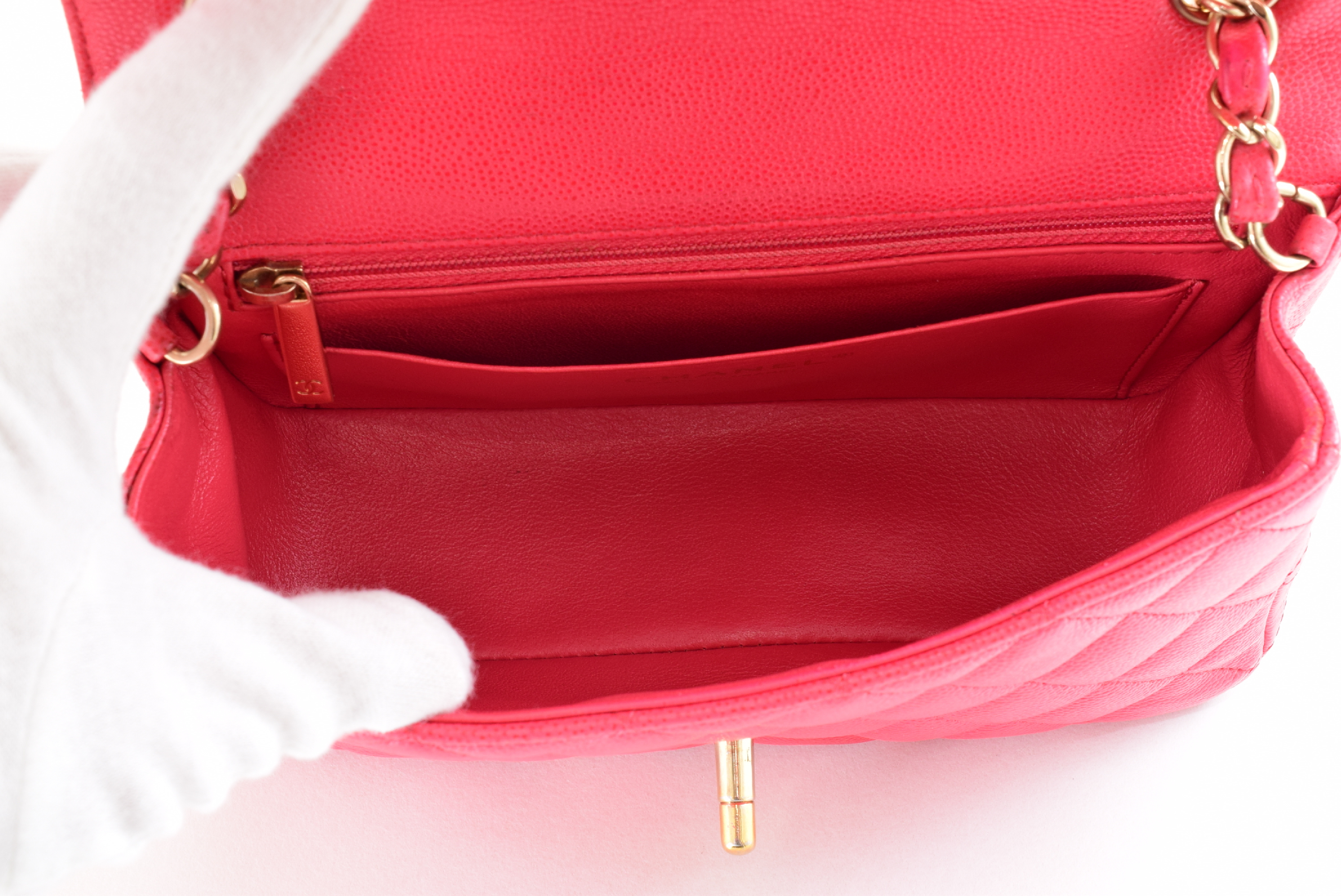 Matelassé Mini Caviar Skin Chain Shoulder Bag — view 11