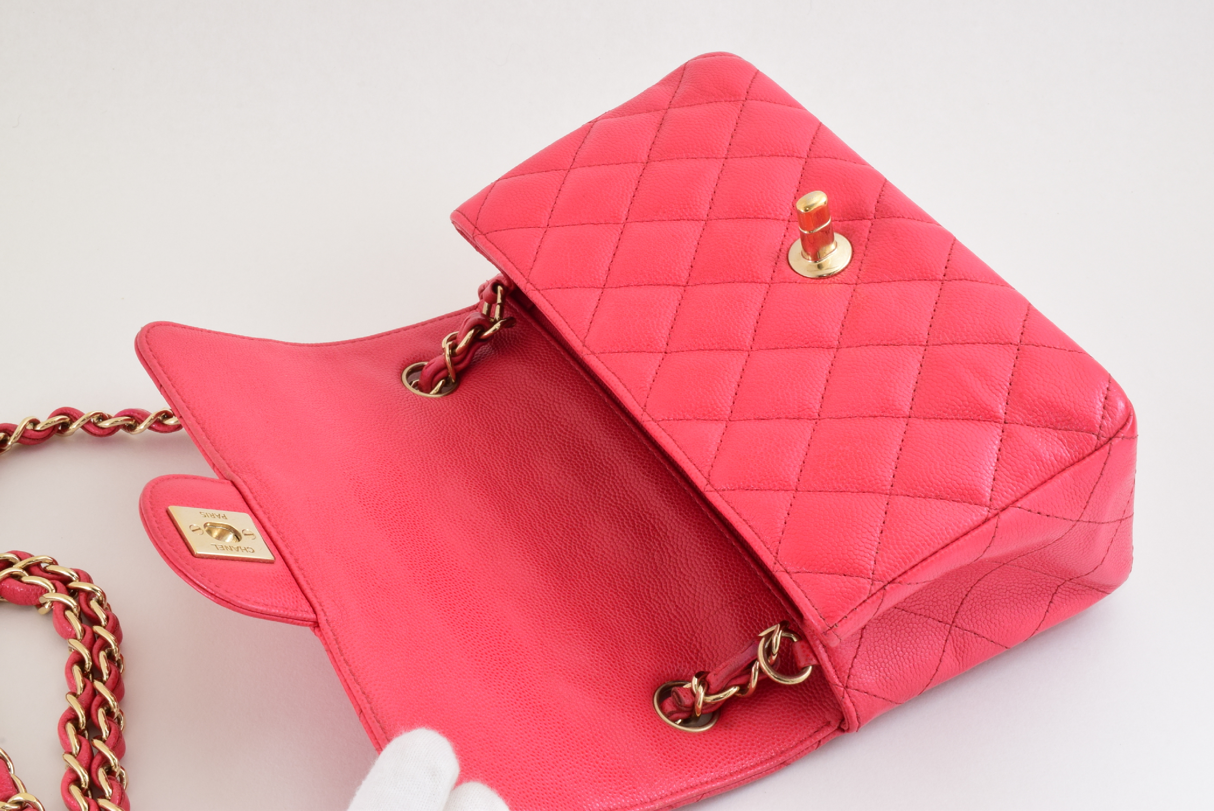 Matelassé Mini Caviar Skin Chain Shoulder Bag — view 9
