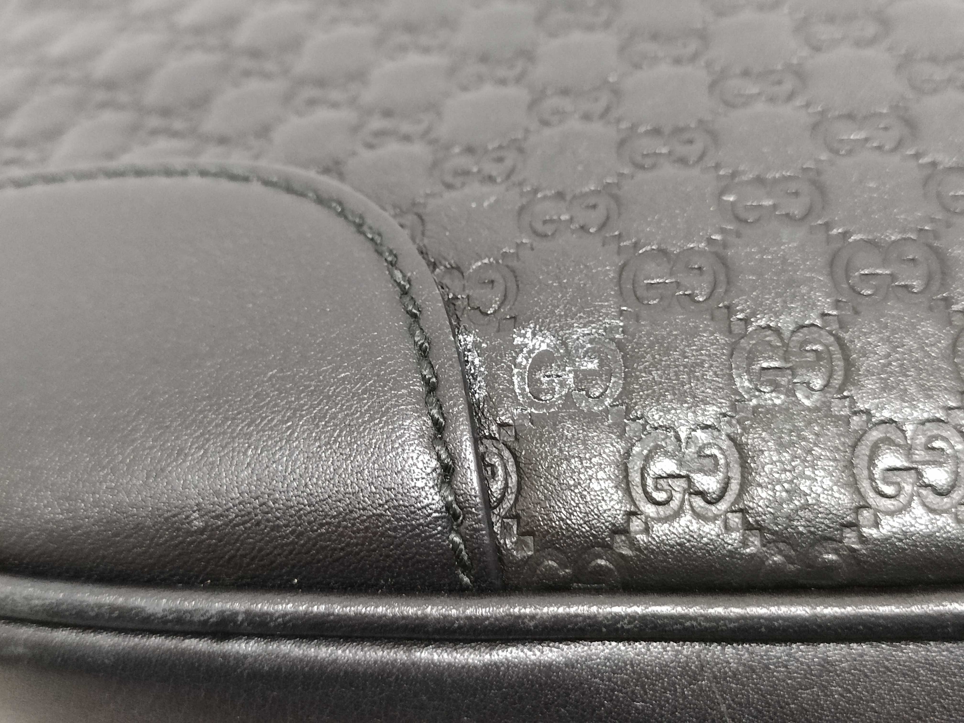 Microguccissima Leather Shoulder Bag, Black, 449413 (Outlet) — view 15