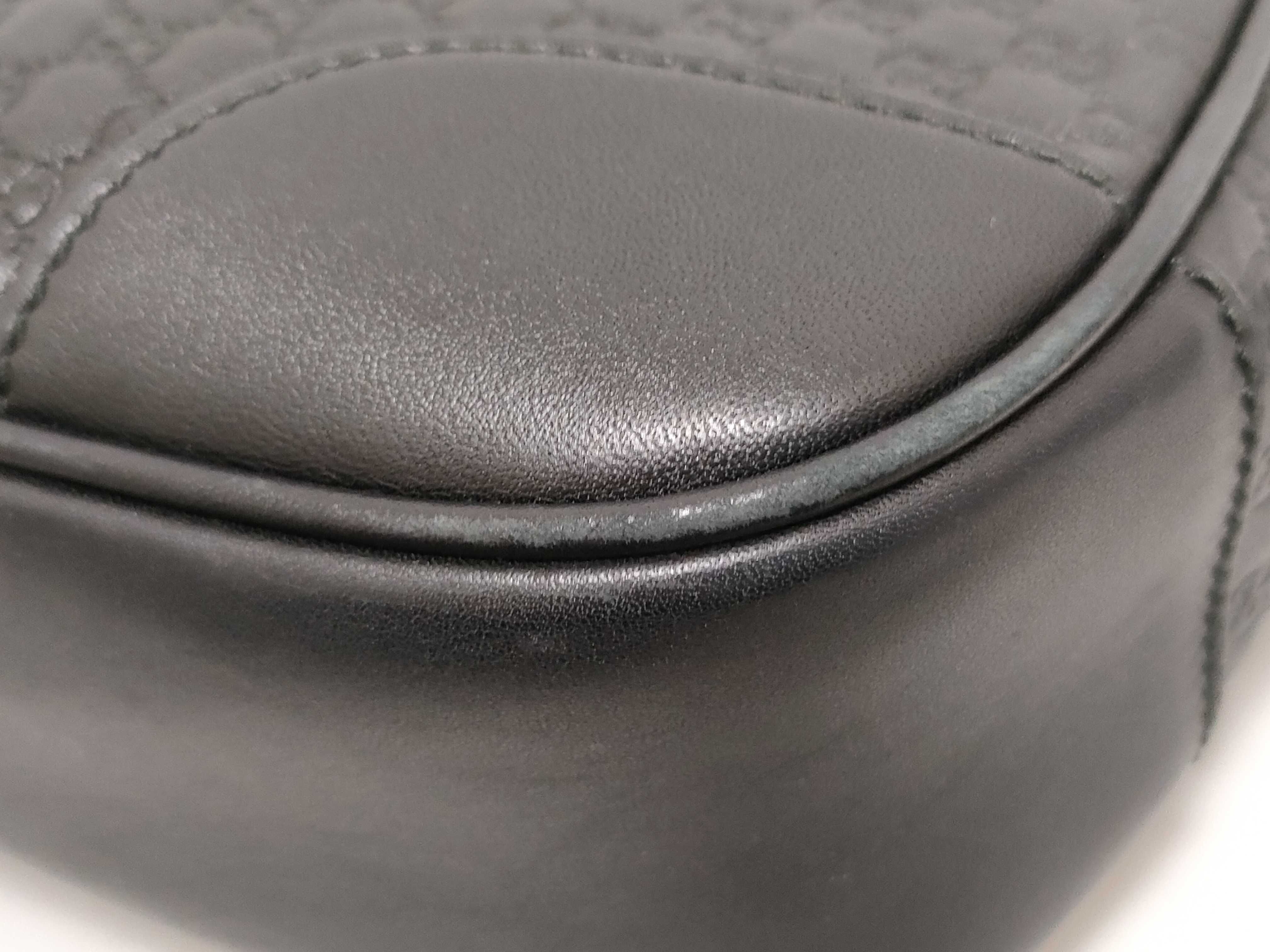 Microguccissima Leather Shoulder Bag, Black, 449413 (Outlet) — view 7