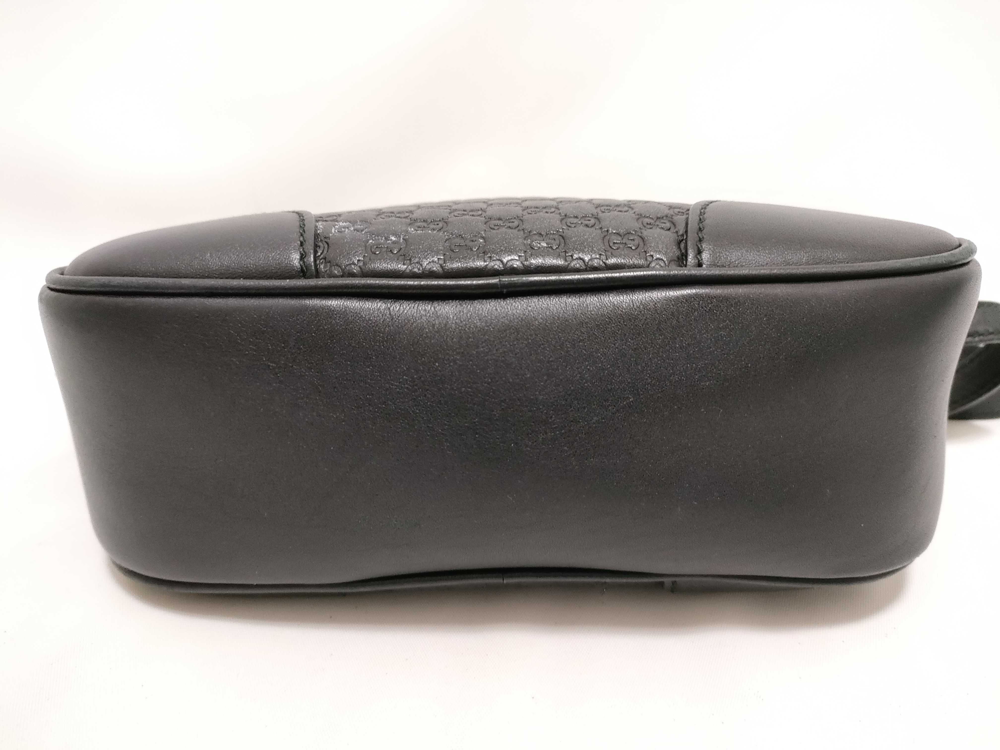 Microguccissima Leather Shoulder Bag, Black, 449413 (Outlet) — view 8