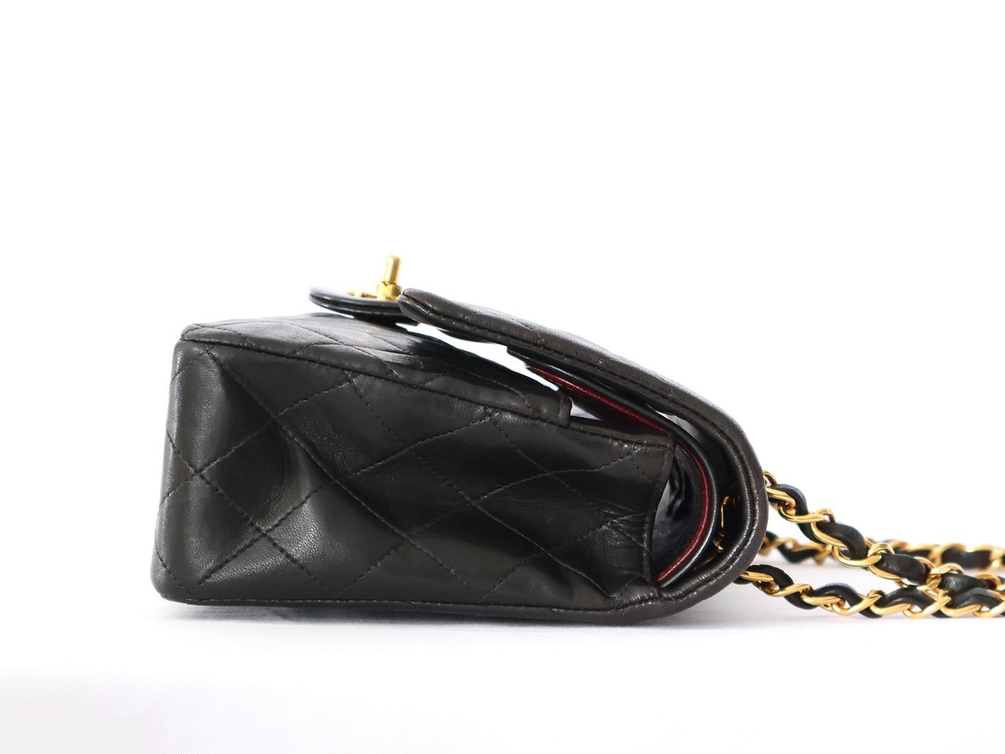 Matelassé 25 Lambskin Double Flap Double Chain Shoulder Bag, Black — view 7