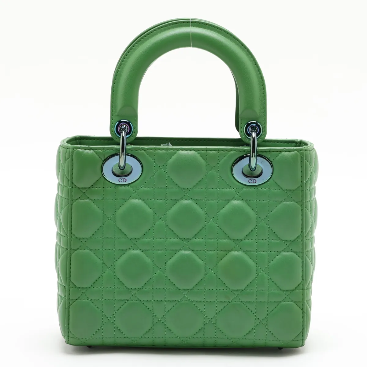 Cannage Lady Dior Leather 2-Way Handbag, Green — view 2