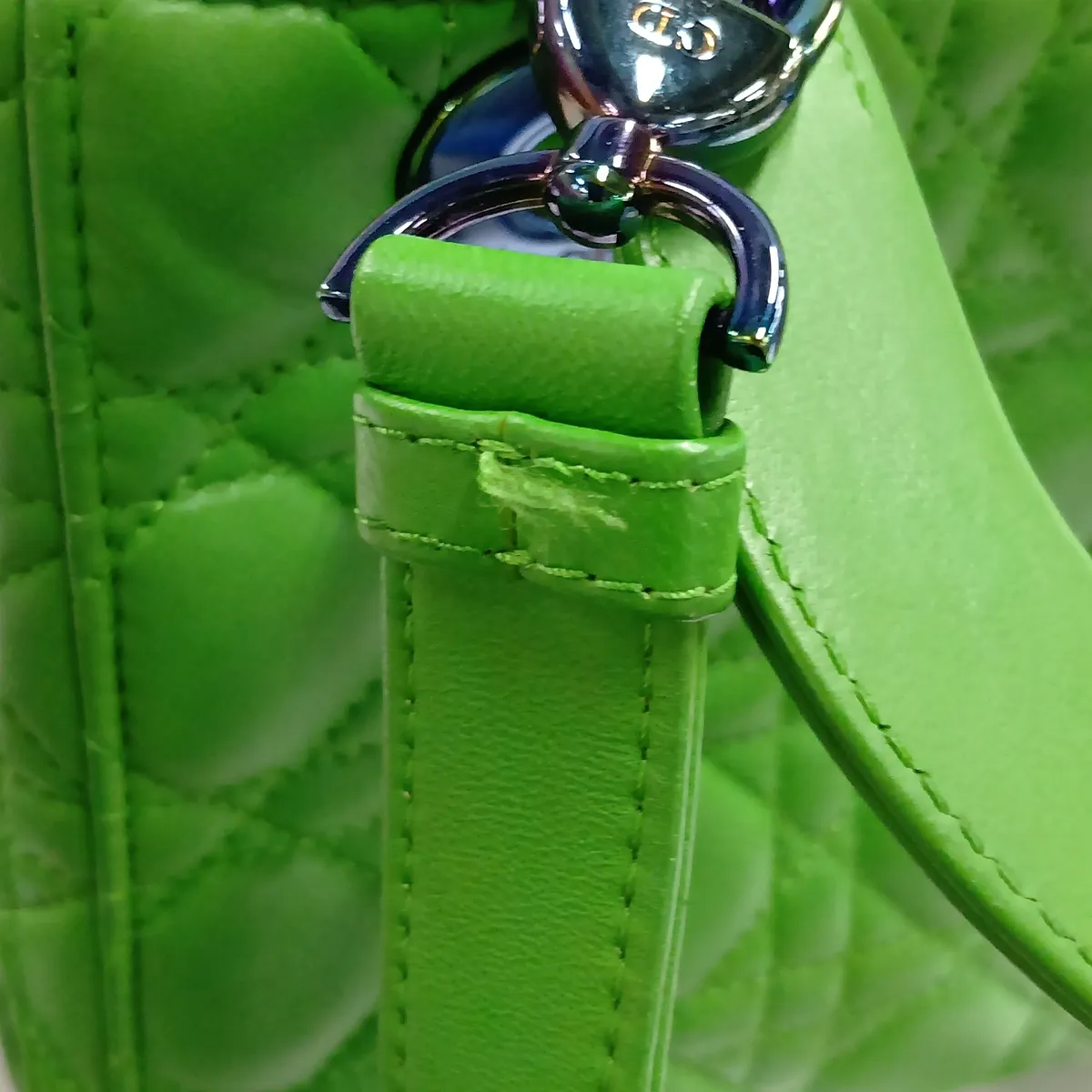 Cannage Lady Dior Leather 2-Way Handbag, Green — view 15