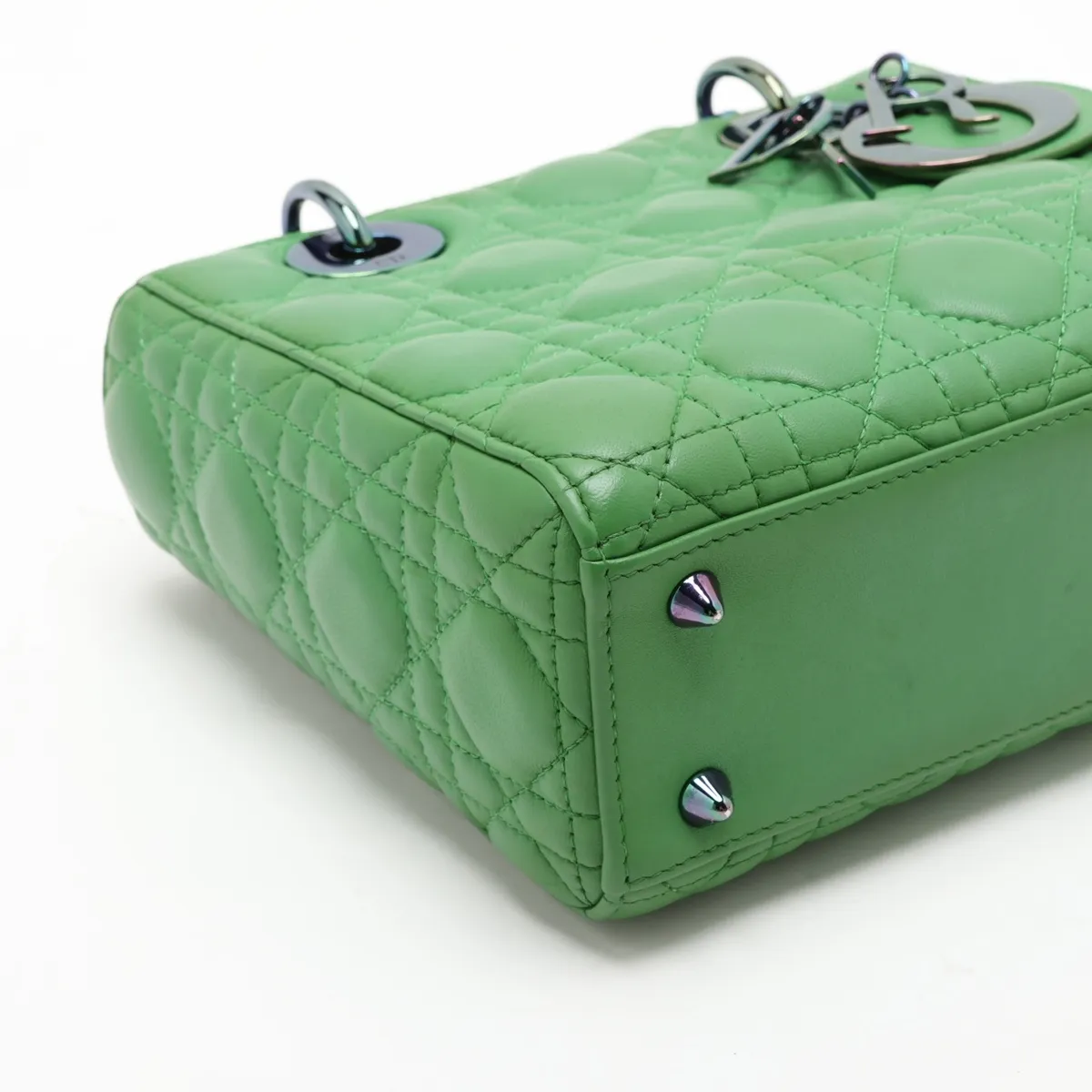 Cannage Lady Dior Leather 2-Way Handbag, Green — view 4