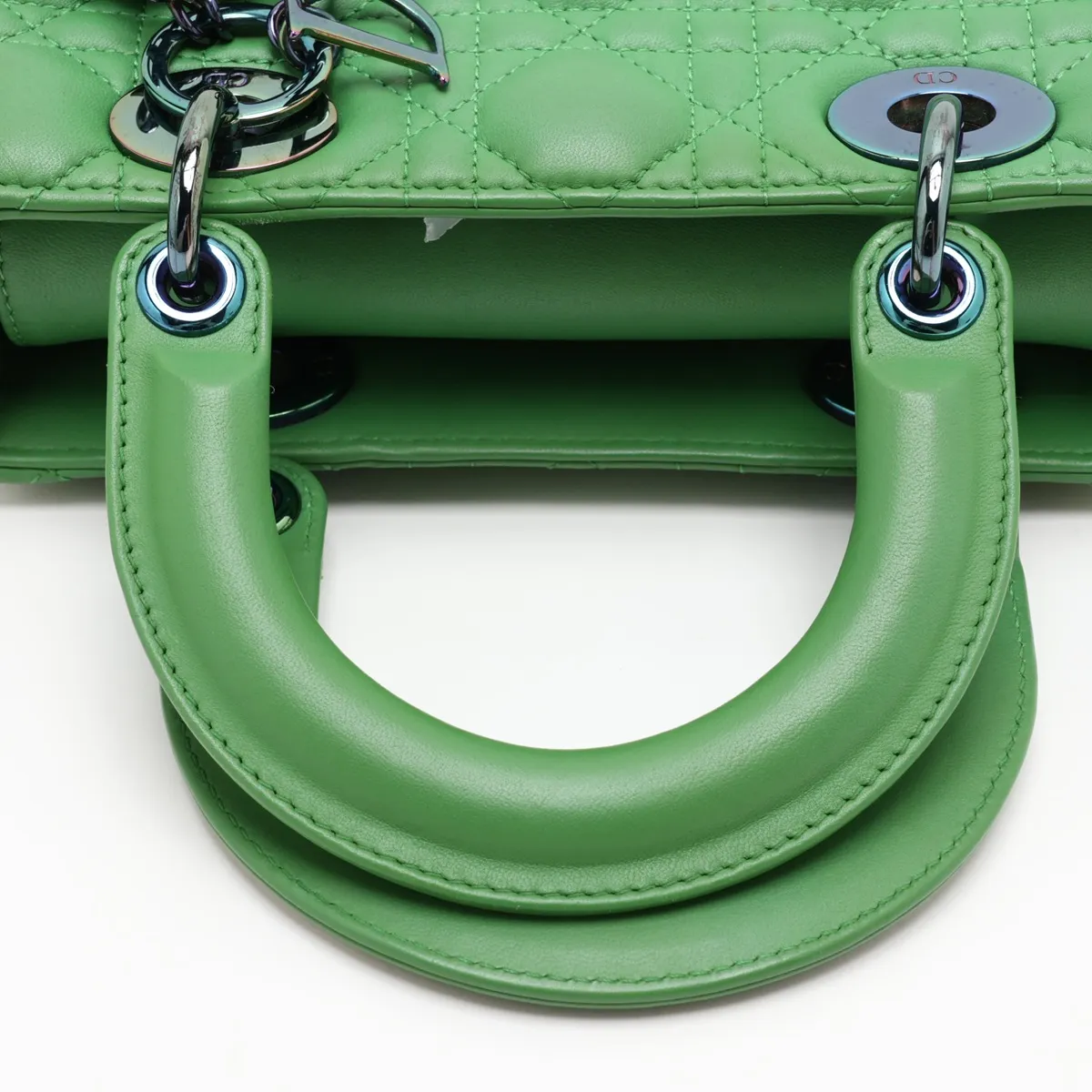 Cannage Lady Dior Leather 2-Way Handbag, Green — view 5