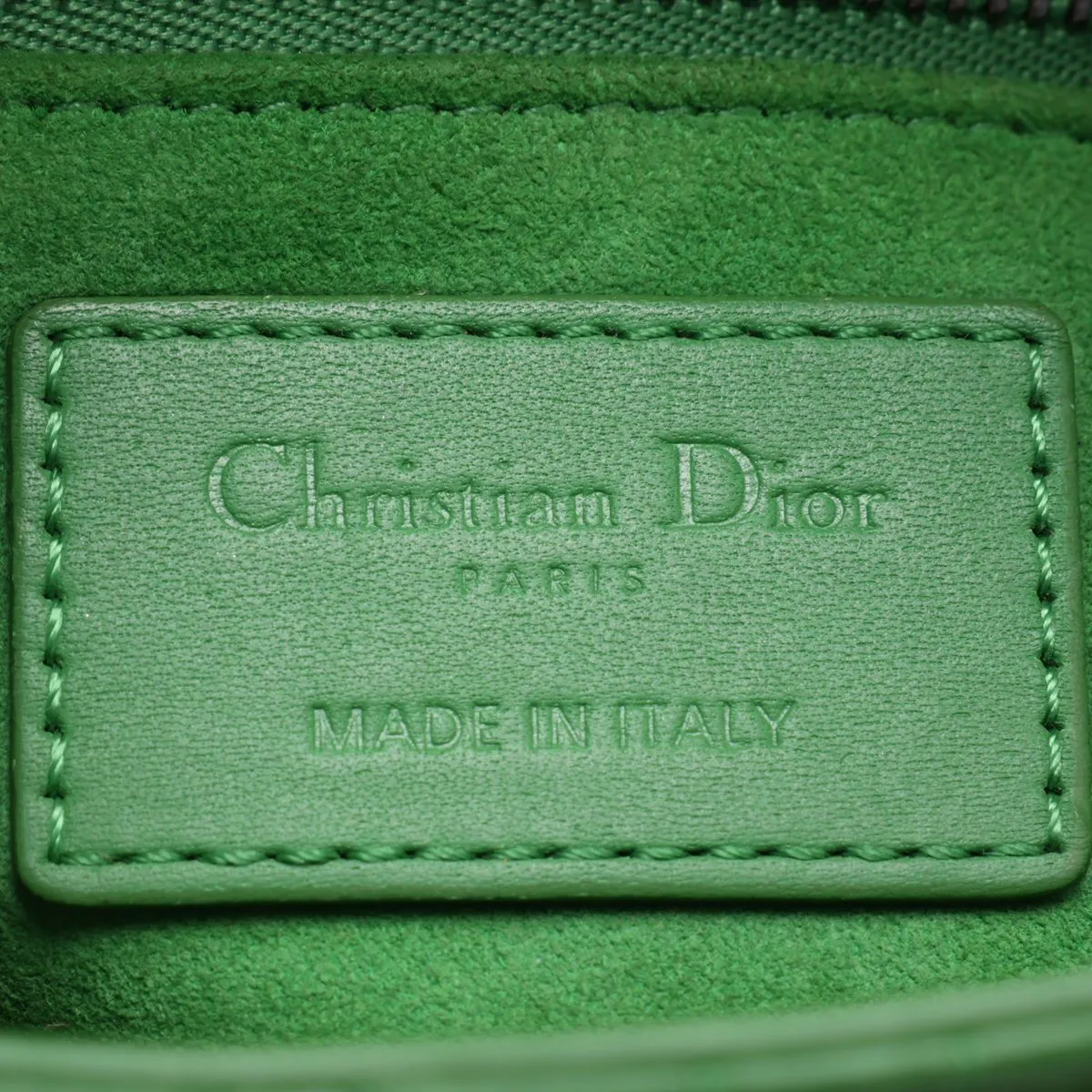 Cannage Lady Dior Leather 2-Way Handbag, Green — view 10