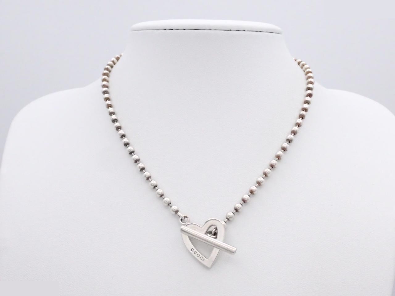 Silver ball chain heart necklace, 925 sterling silver, 21.9g — view 3