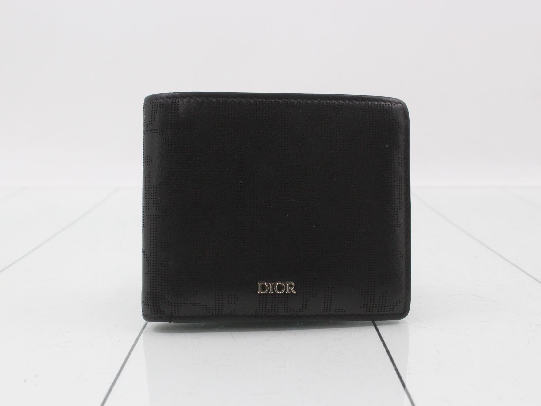 Bi-fold wallet, Trotter pattern, black leather