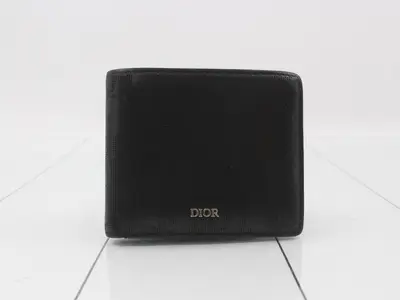 Bi-fold wallet, Trotter pattern, black leather