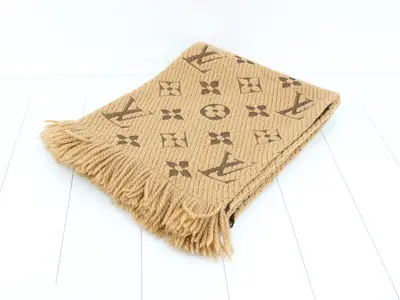 Logo Mania Long Scarf, Brown, with domestic tag.