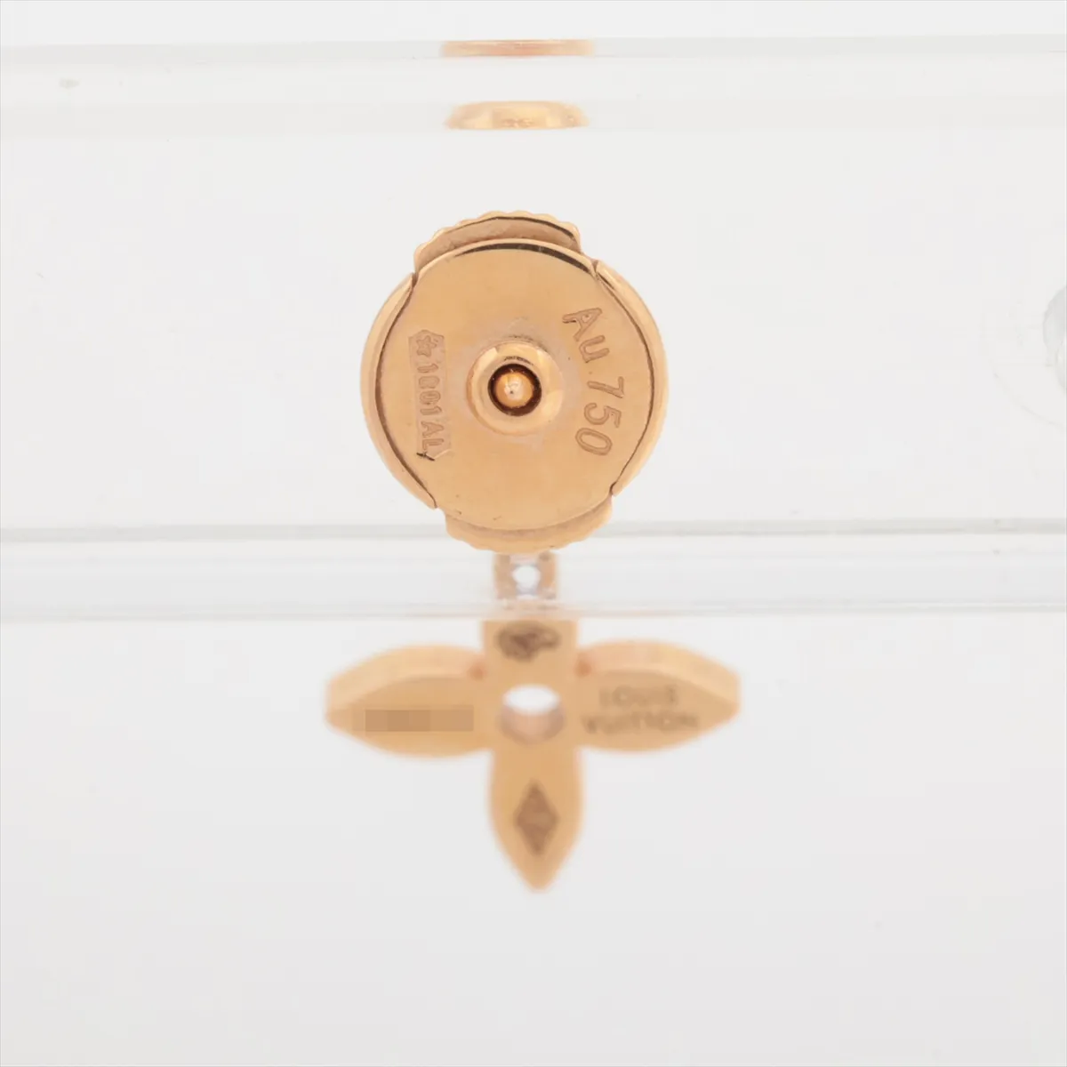 Puce Monogram Idylle Diamond Single Earring, 750 (PG), 1.1g, D68312, Metal Scratches — view 2