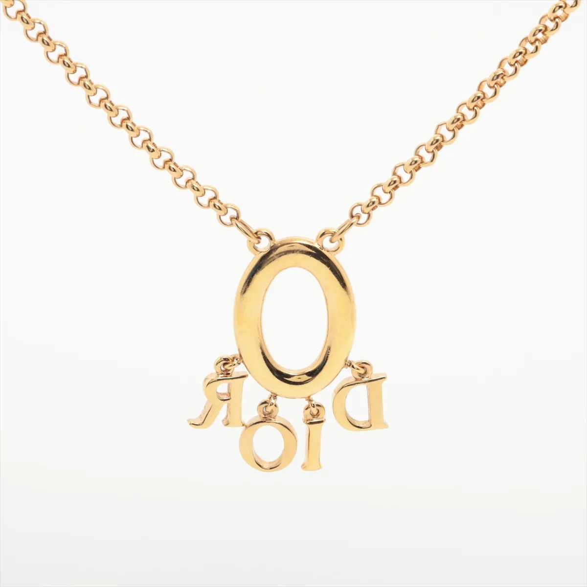 logo necklace GP x rhinestone gold dent — view 2