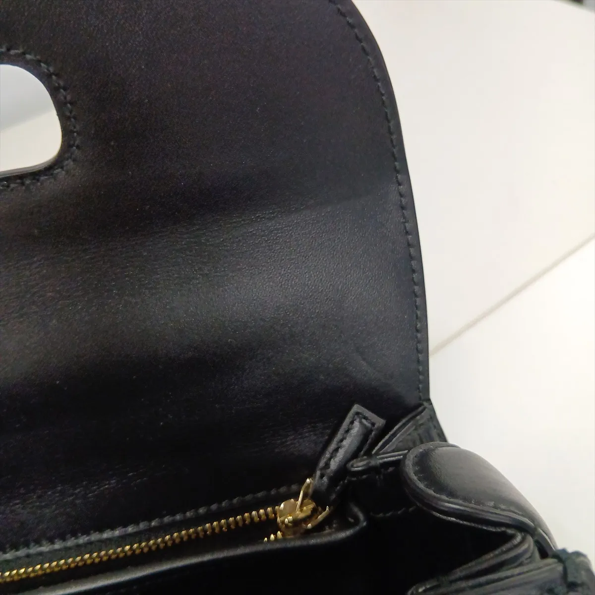 Bamboo Leather 2-Way Handbag, Black, 827815, with Mirror — view 13