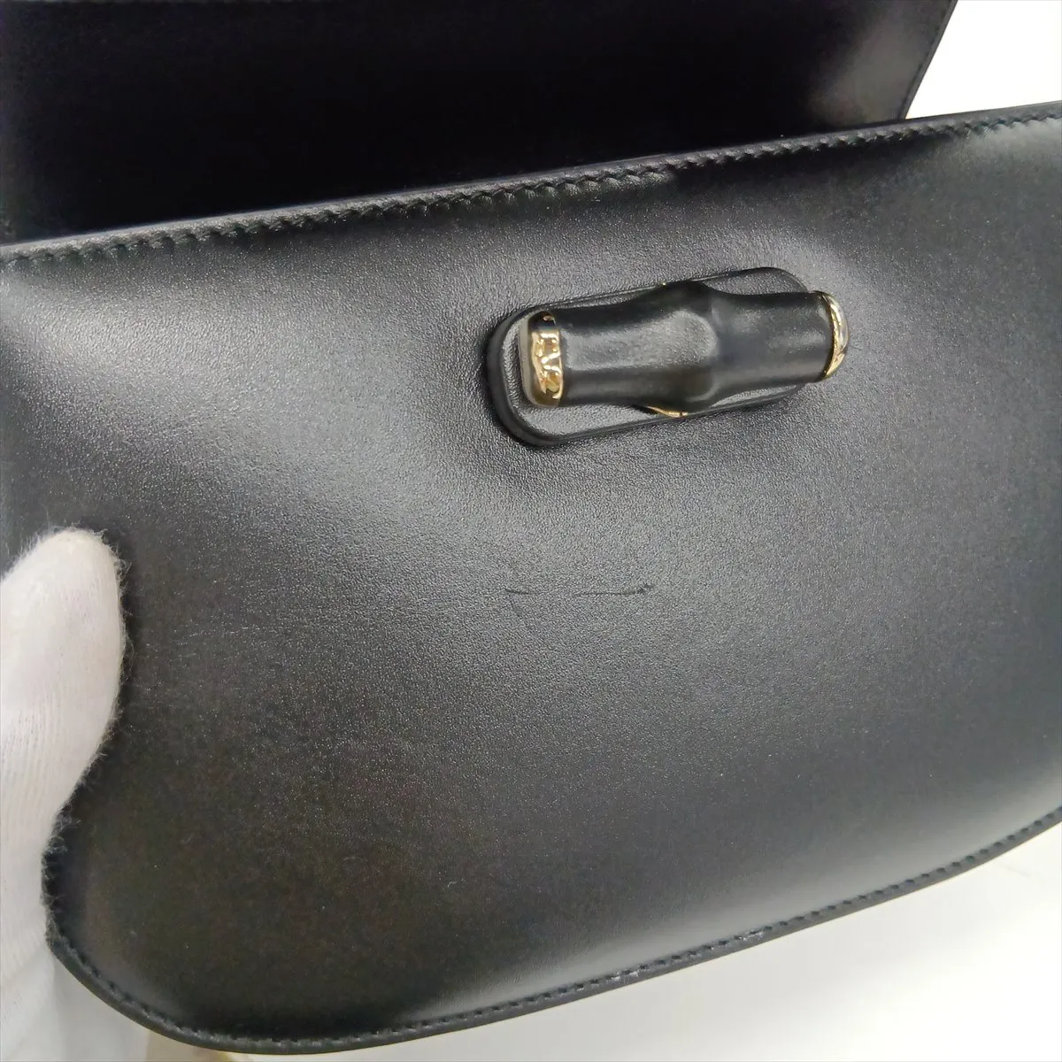 Bamboo Leather 2-Way Handbag, Black, 827815, with Mirror — view 15