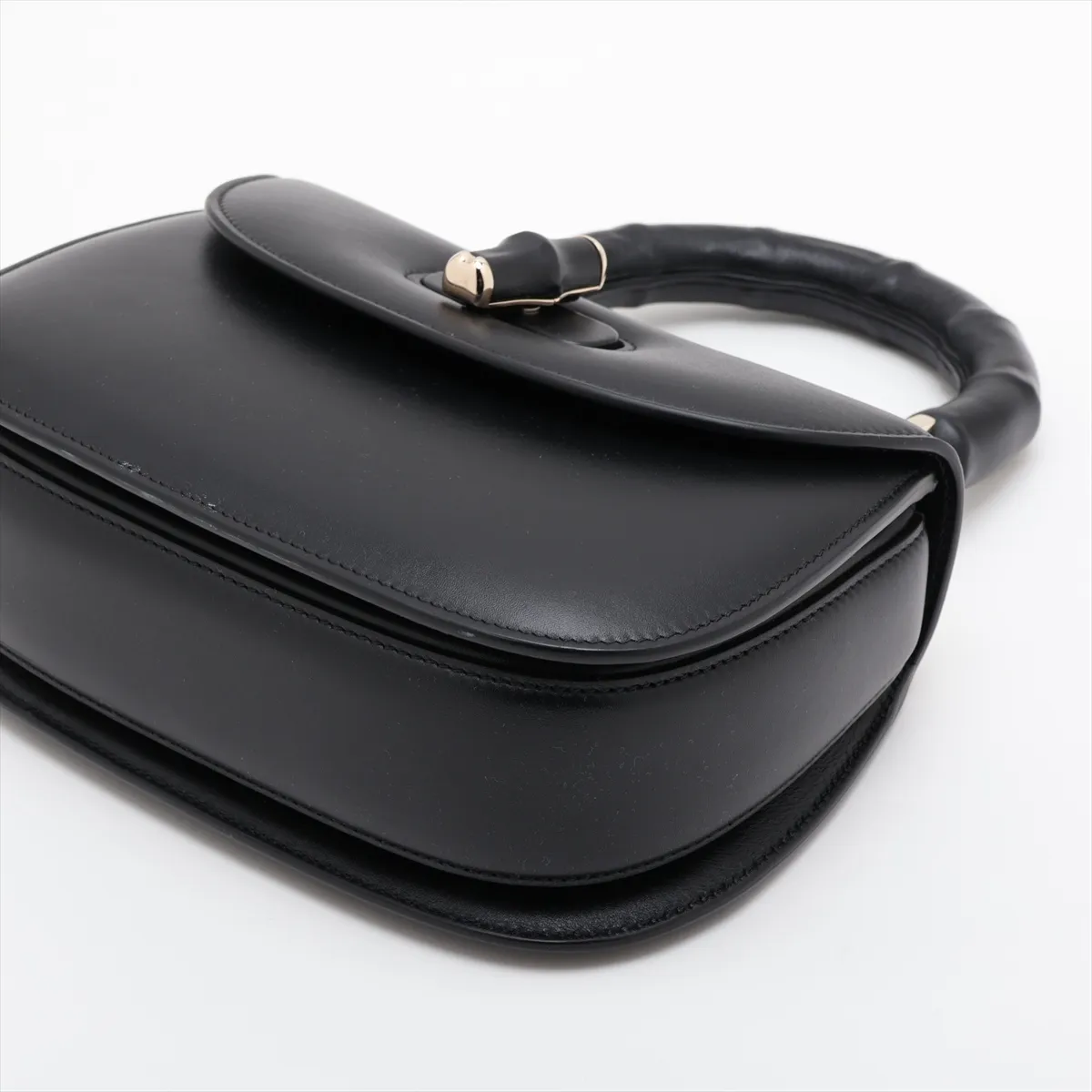 Bamboo Leather 2-Way Handbag, Black, 827815, with Mirror — view 3