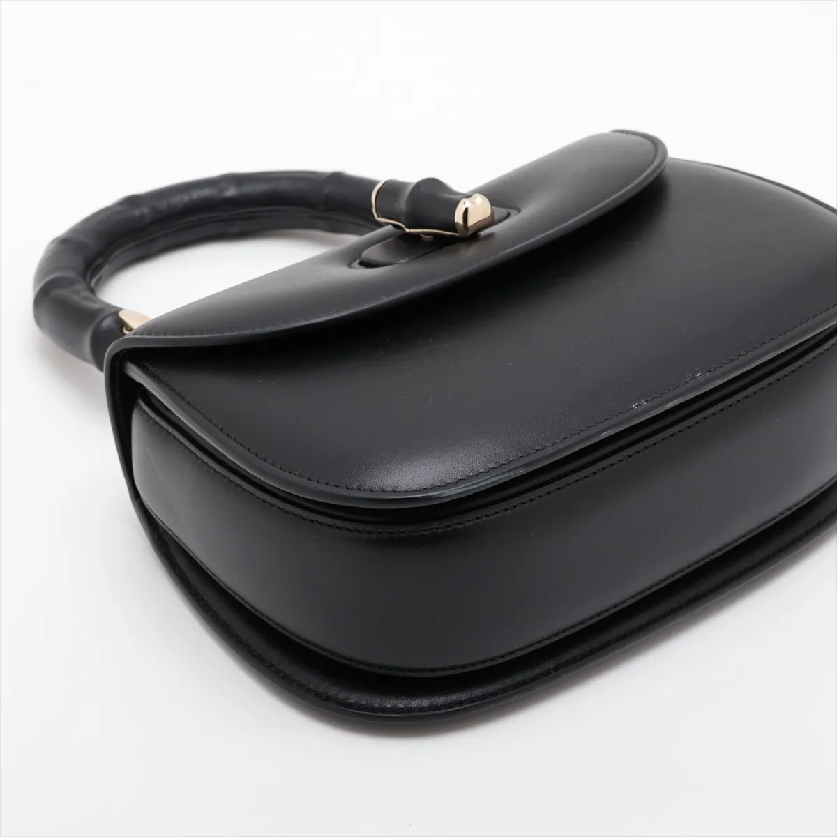 Bamboo Leather 2-Way Handbag, Black, 827815, with Mirror — view 4