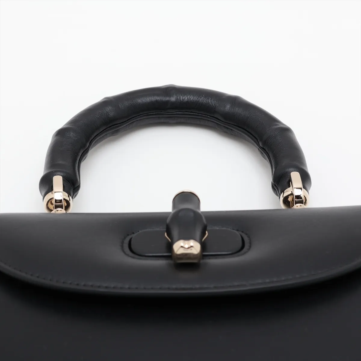 Bamboo Leather 2-Way Handbag, Black, 827815, with Mirror — view 6
