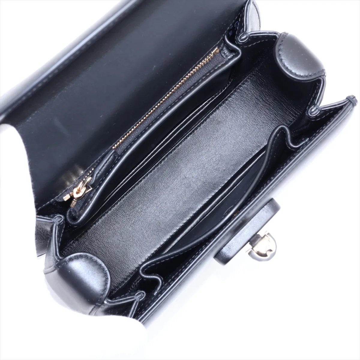 Bamboo Leather 2-Way Handbag, Black, 827815, with Mirror — view 8
