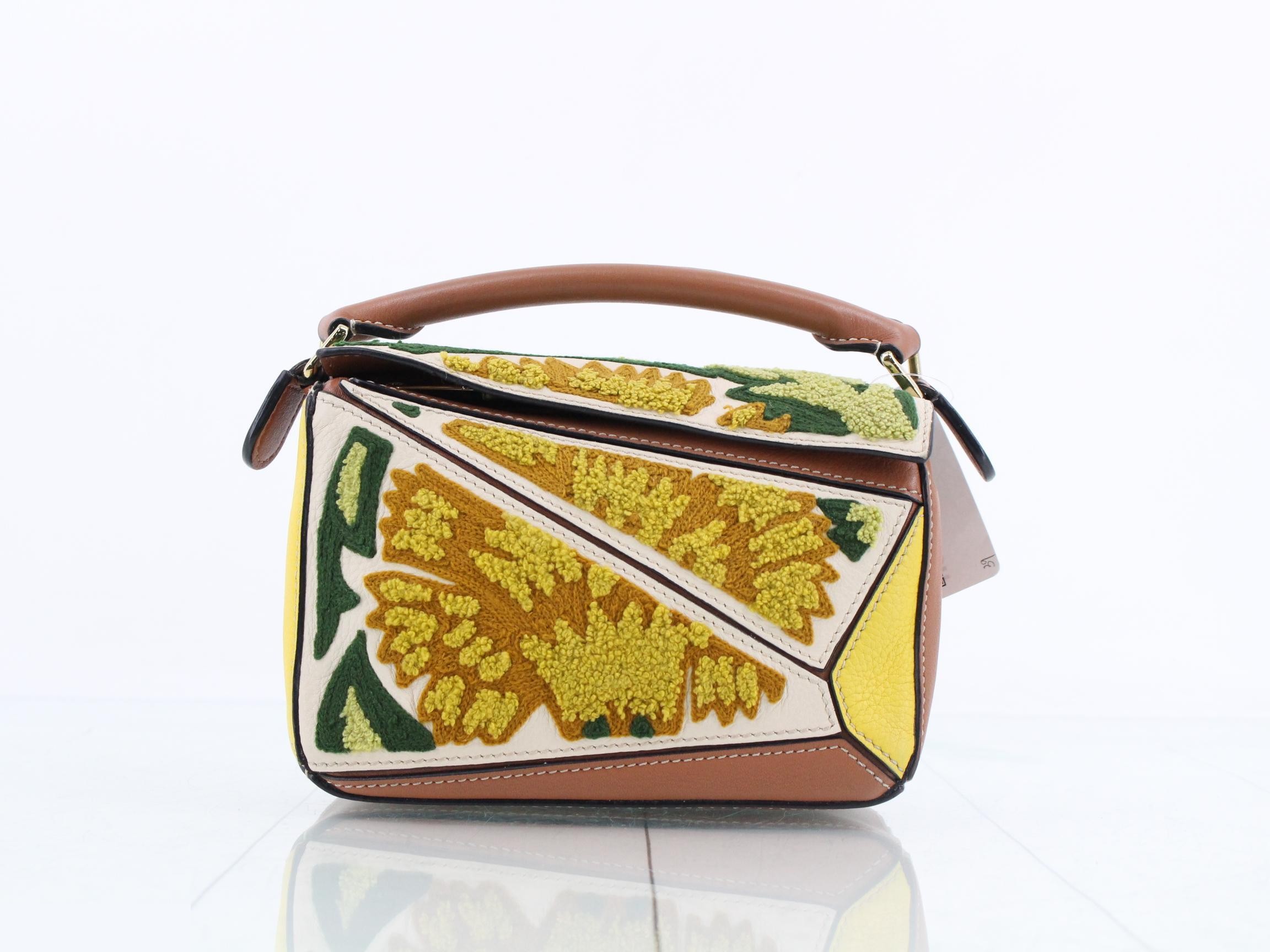 Puzzle Leather Applique 2-Way Handbag