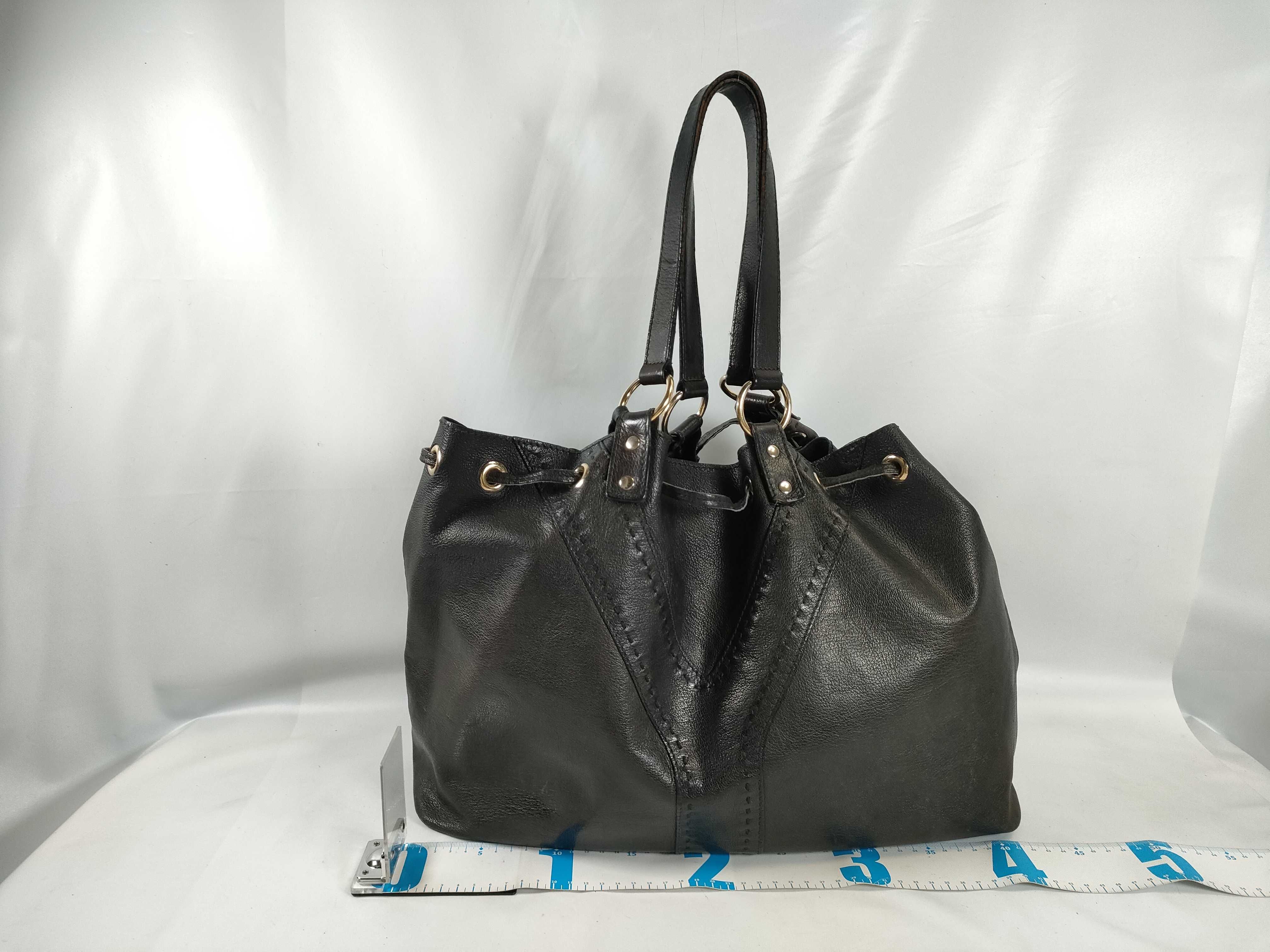 handbag, leather, black tote bag — view 2