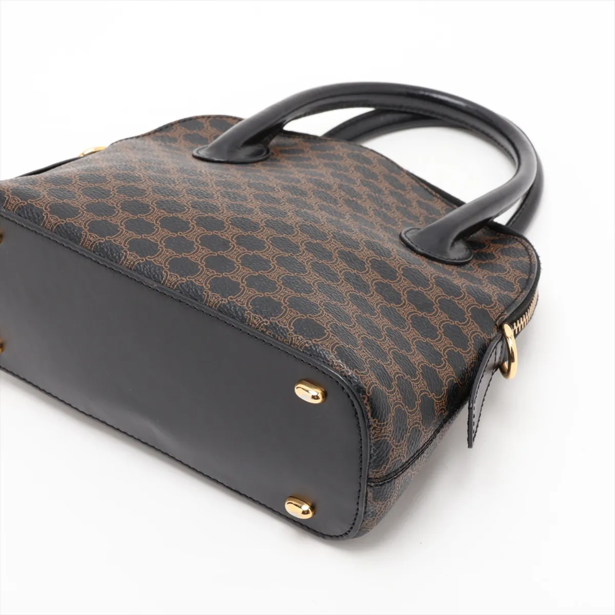 Macadam PVC x Leather 2-Way Handbag, Black x Brown — view 3