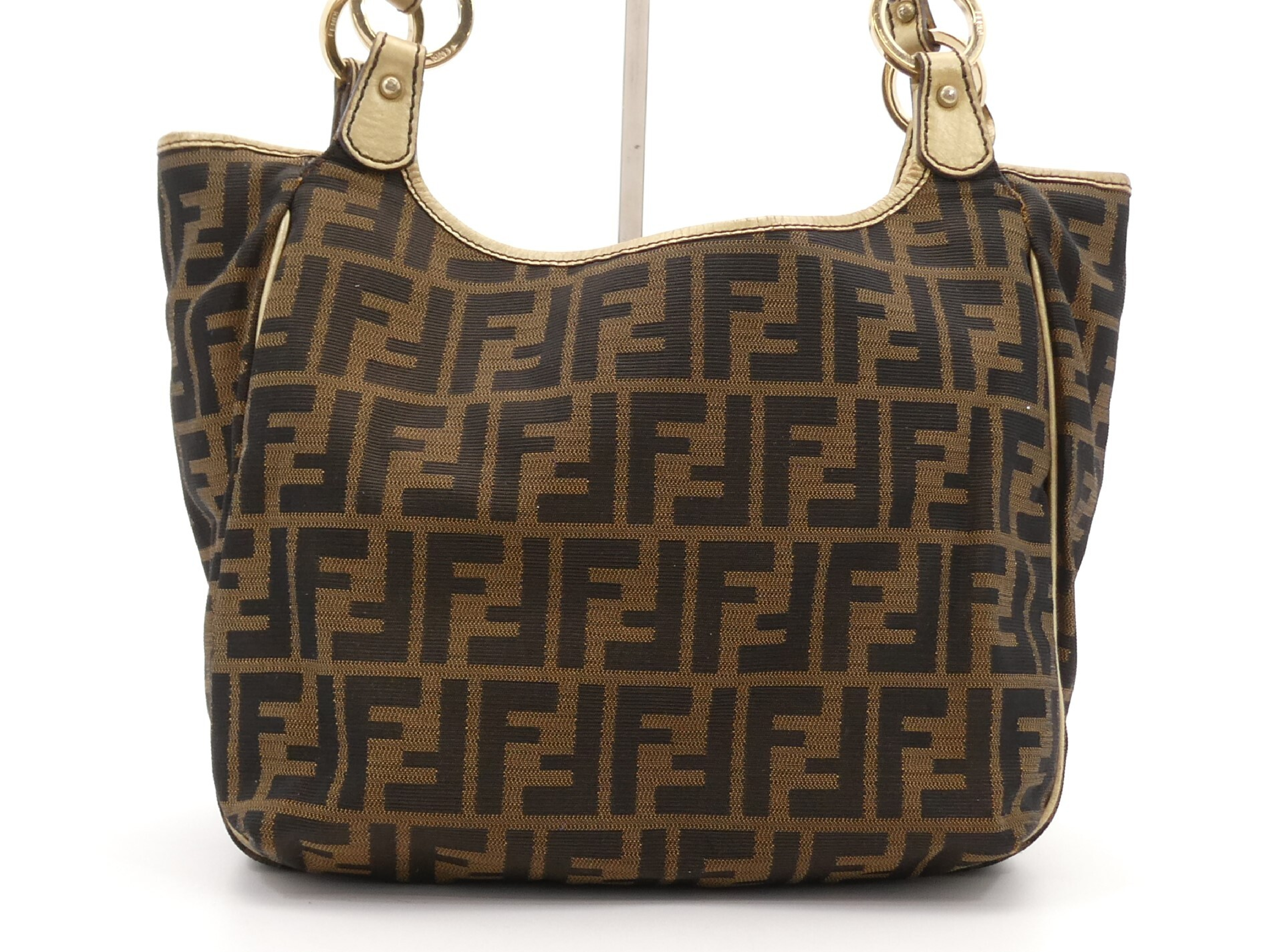Zucca pattern canvas leather tote bag — view 2
