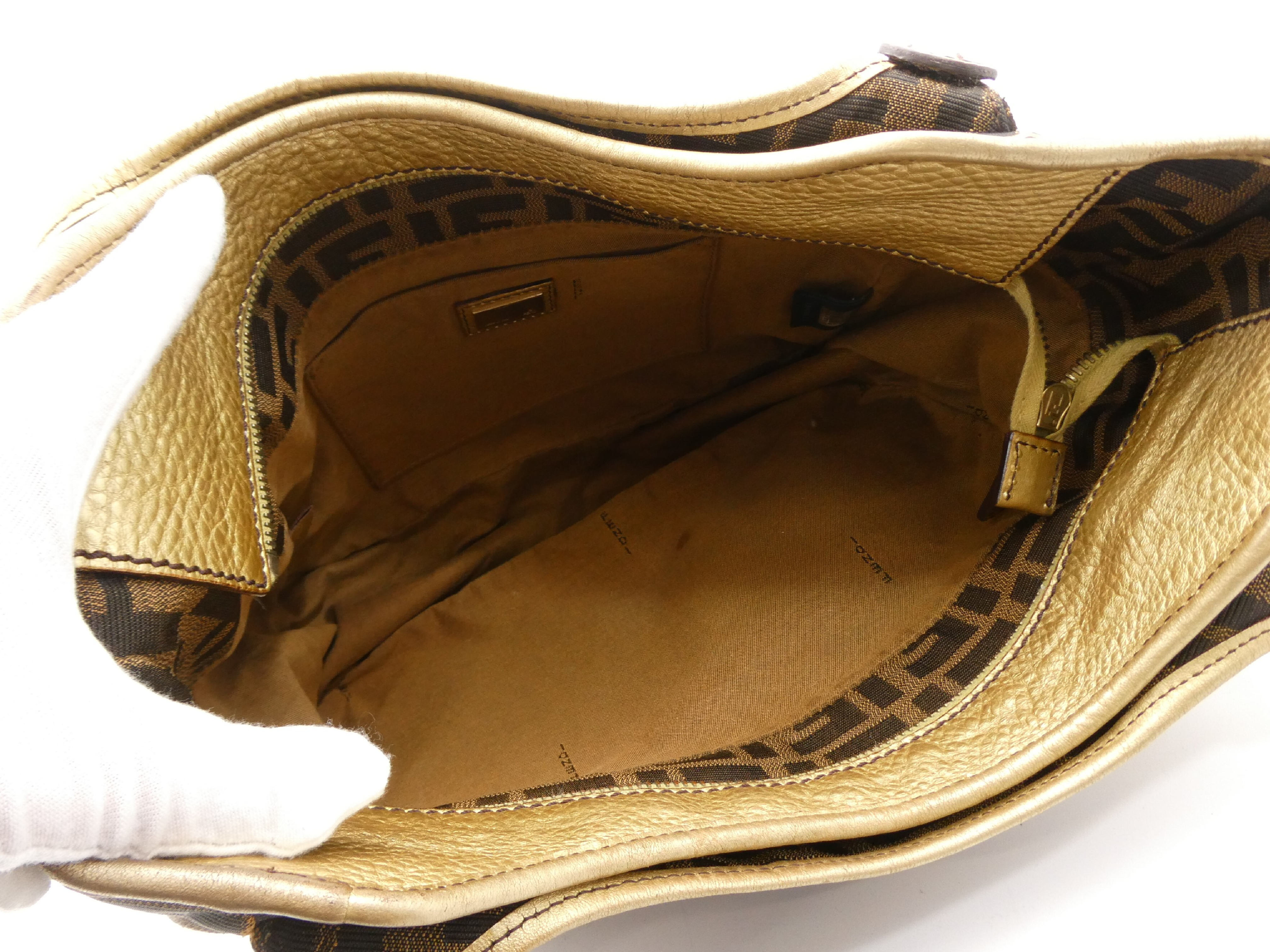 Zucca pattern canvas leather tote bag — view 7