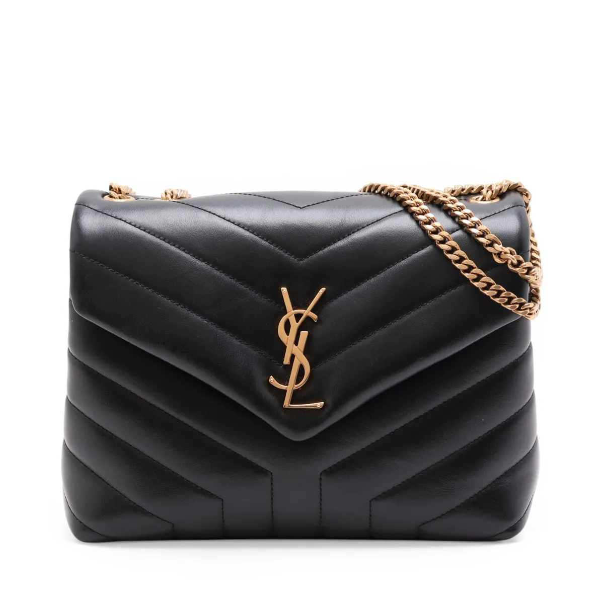 Loulou Leather Chain Shoulder Bag, Black, 494699