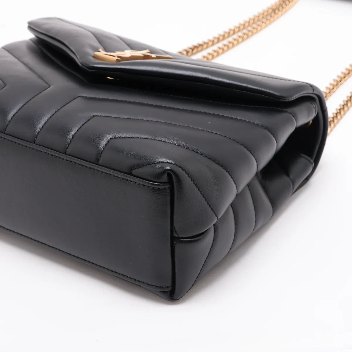 Loulou Leather Chain Shoulder Bag, Black, 494699 — view 3
