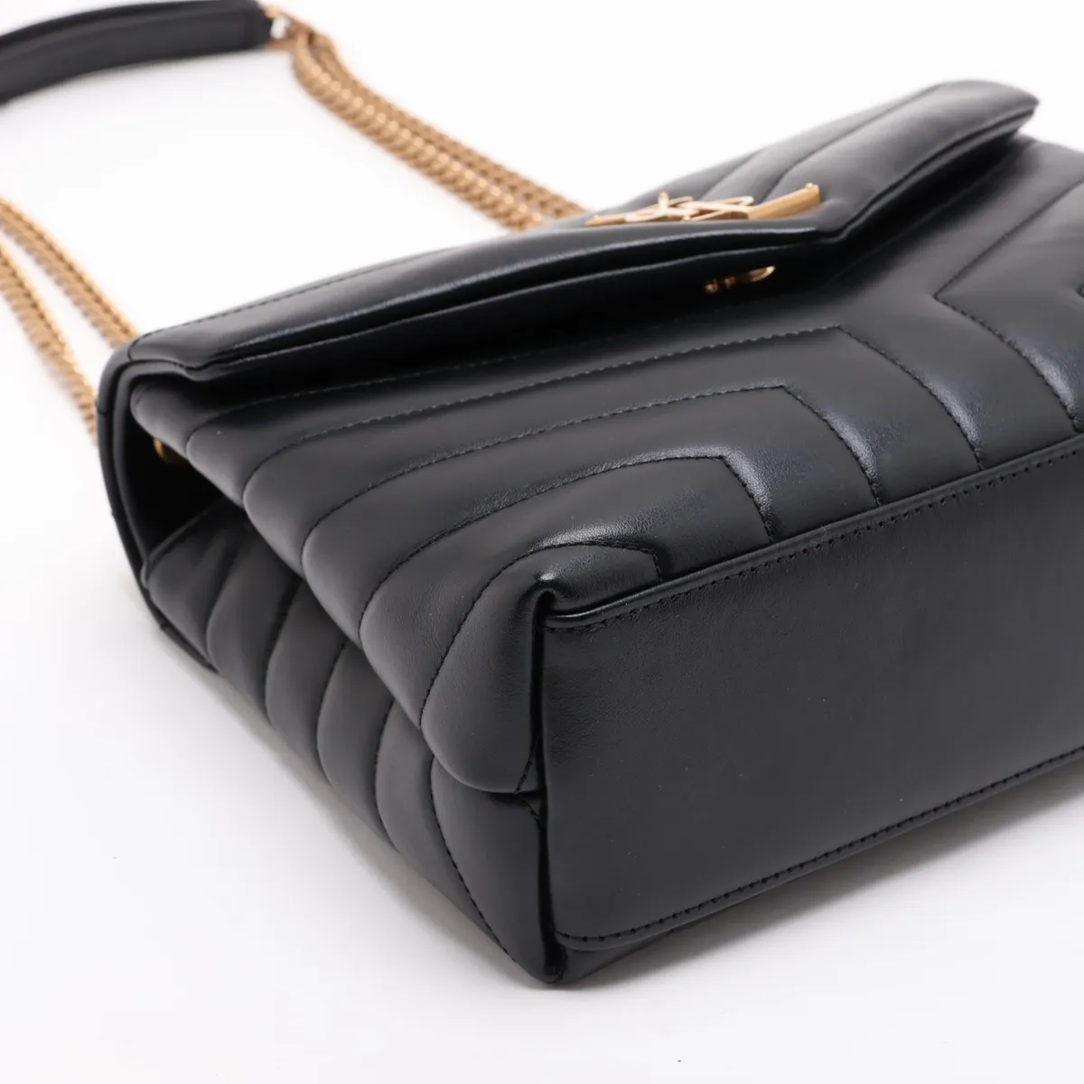 Loulou Leather Chain Shoulder Bag, Black, 494699 — view 4