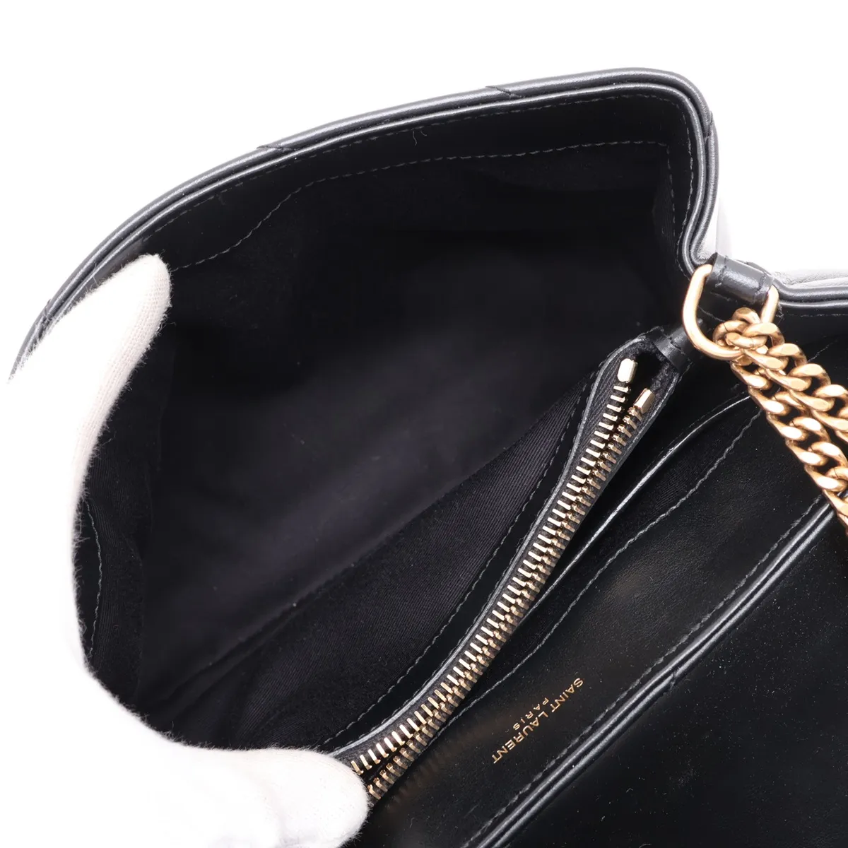 Loulou Leather Chain Shoulder Bag, Black, 494699 — view 7