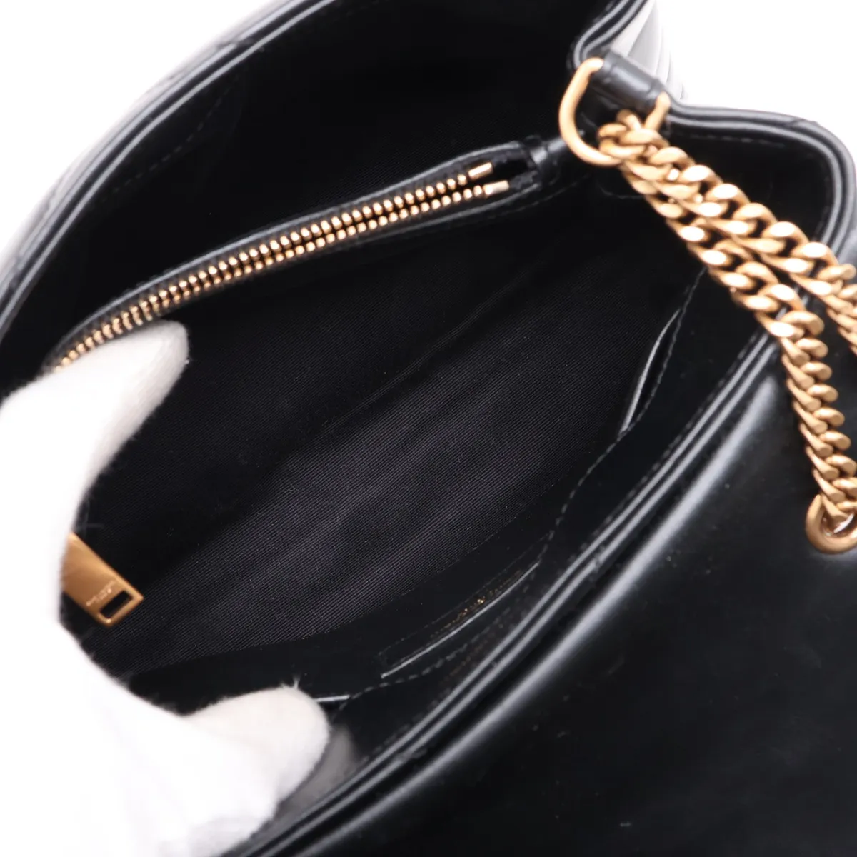 Loulou Leather Chain Shoulder Bag, Black, 494699 — view 8