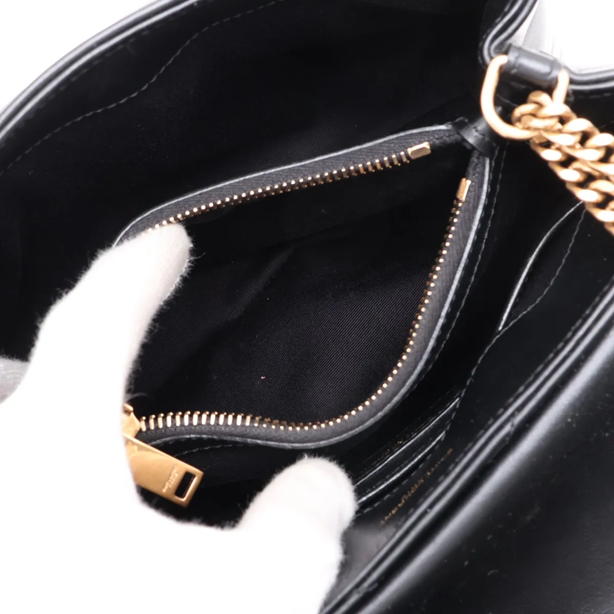 Loulou Leather Chain Shoulder Bag, Black, 494699 — view 9