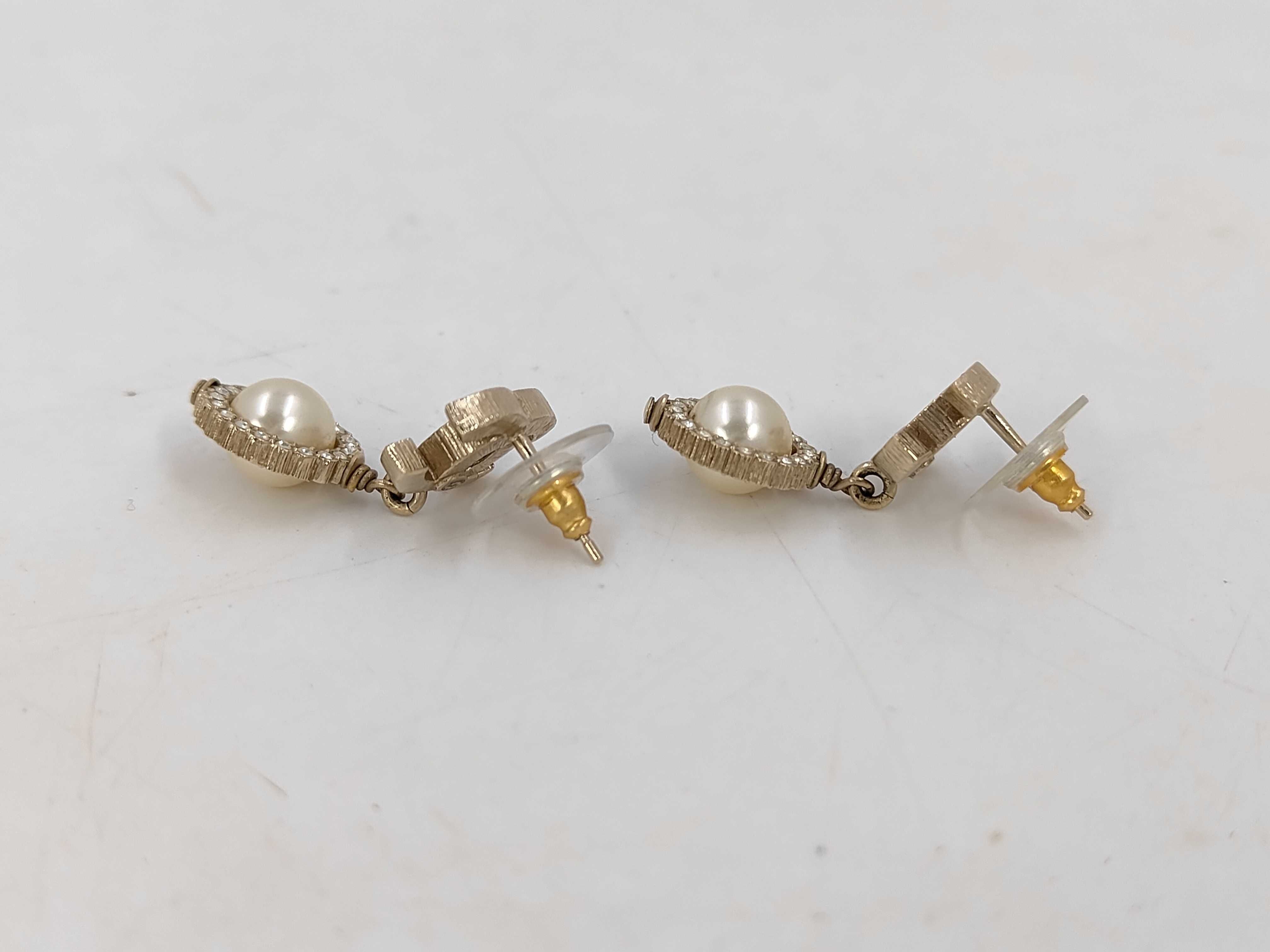 Coco Mark Faux Pearl Rhinestone Earrings — view 3