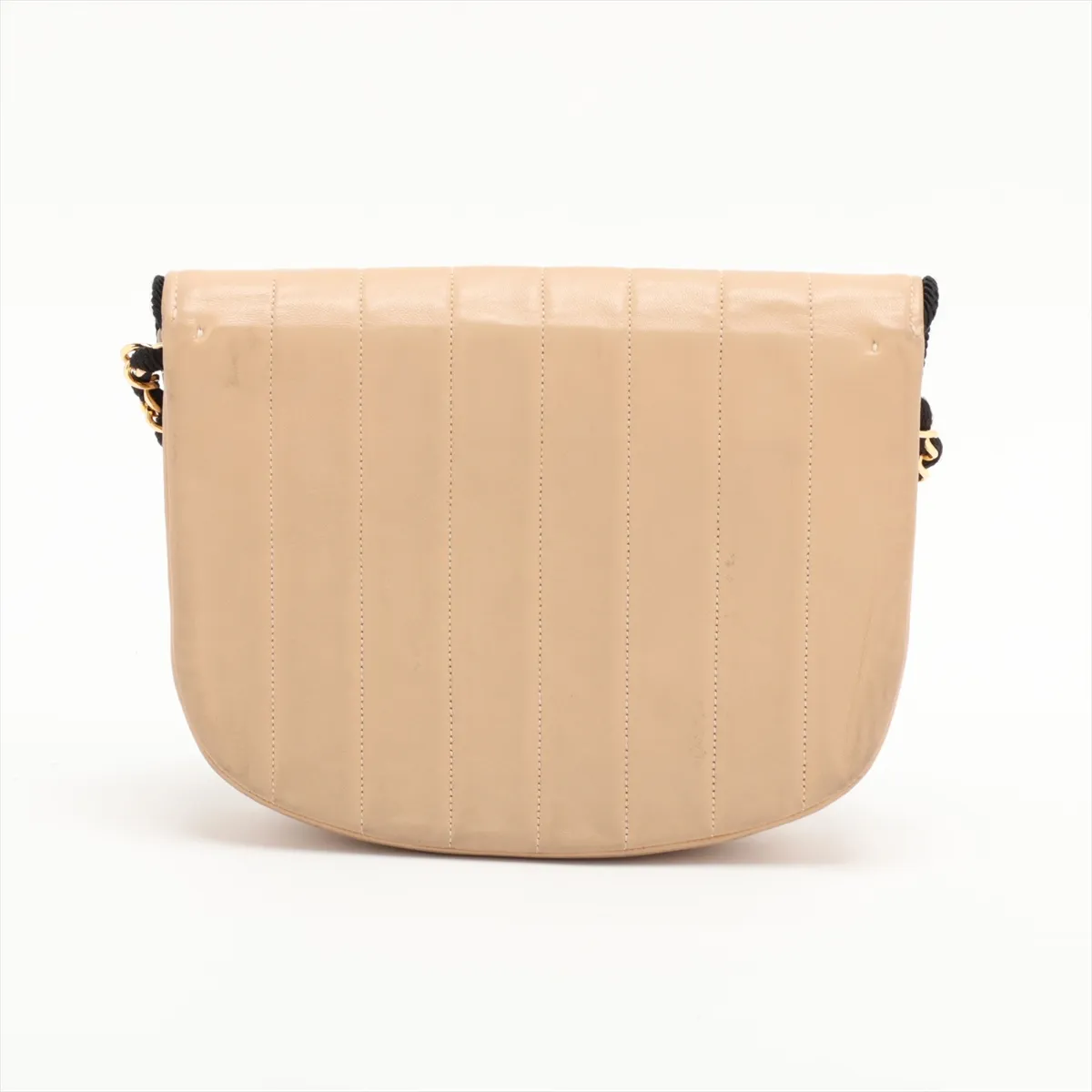 Mademoiselle Lambskin Chain Shoulder Bag, Beige x Black, Gold Hardware — view 2