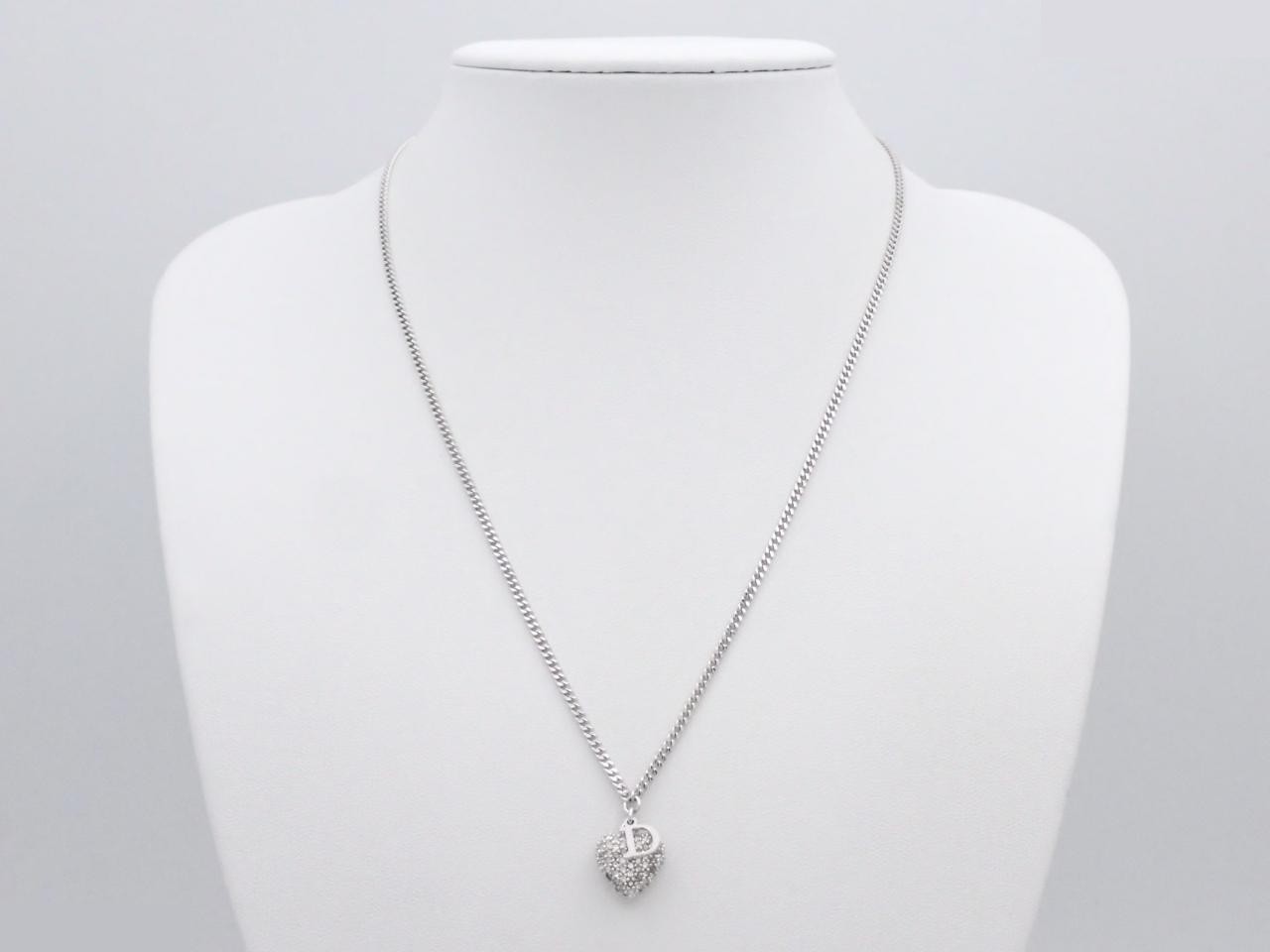 heart rhinestone necklace, with box, chain approximately 46cm. — view 3
