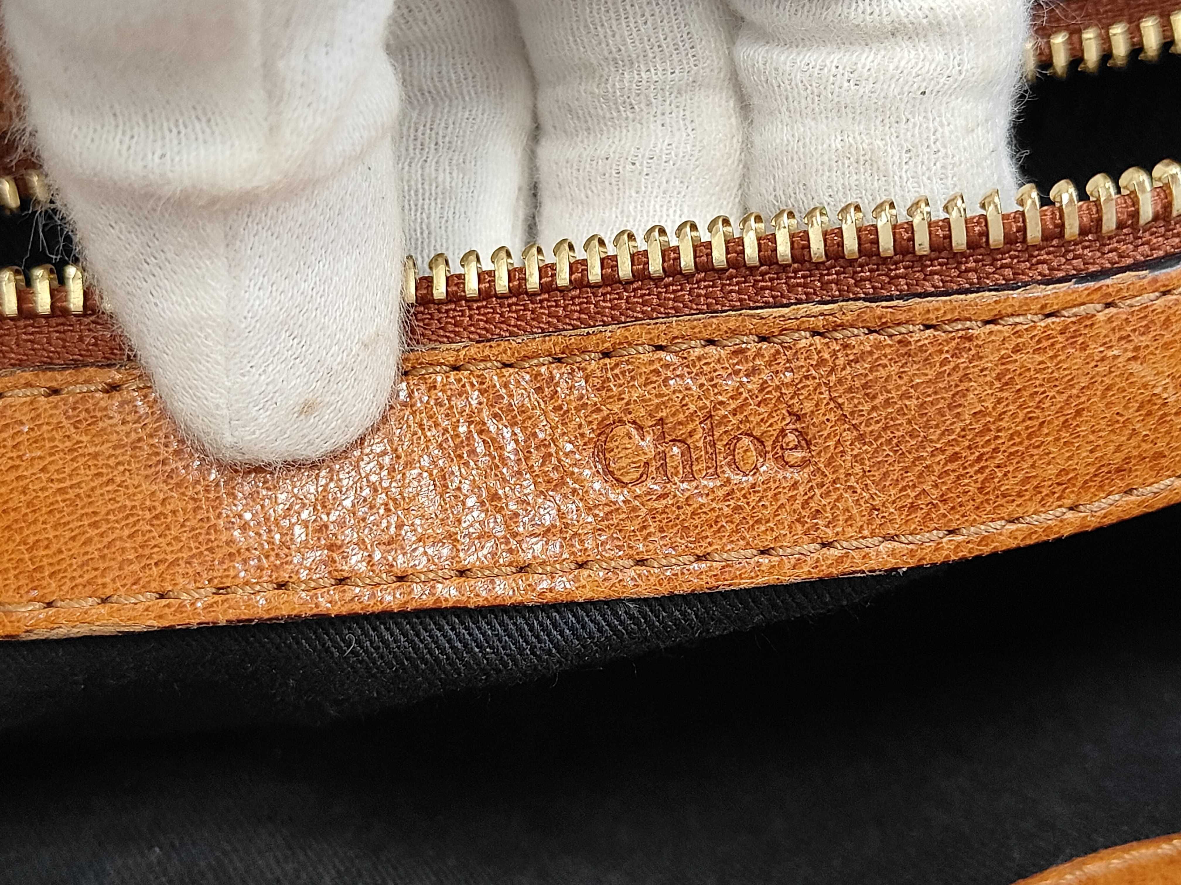 ETHEL all-leather camel handbag with metal hardware. — view 8