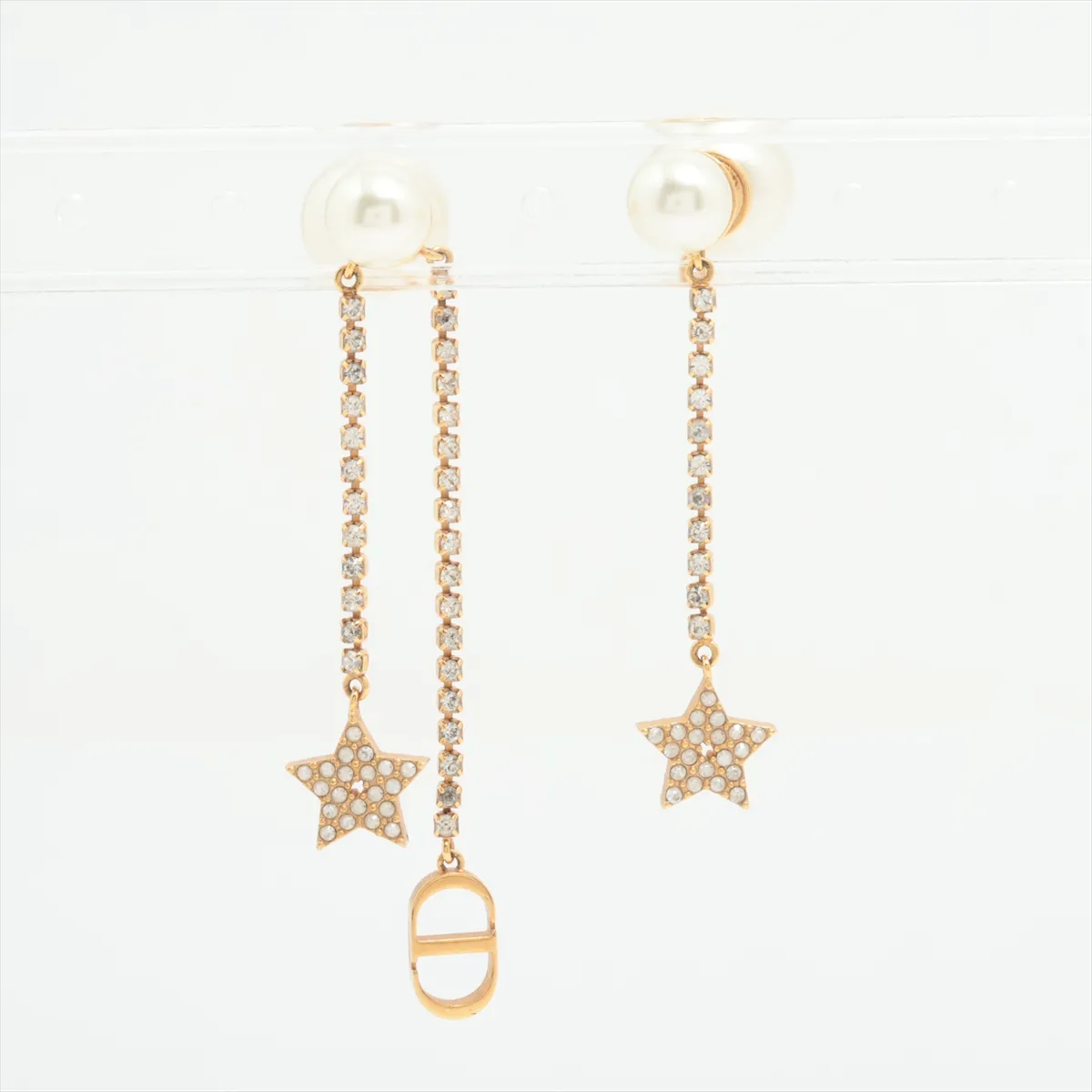 Tribales earrings (for both ears) GP x rhinestone x faux pearl Gold.