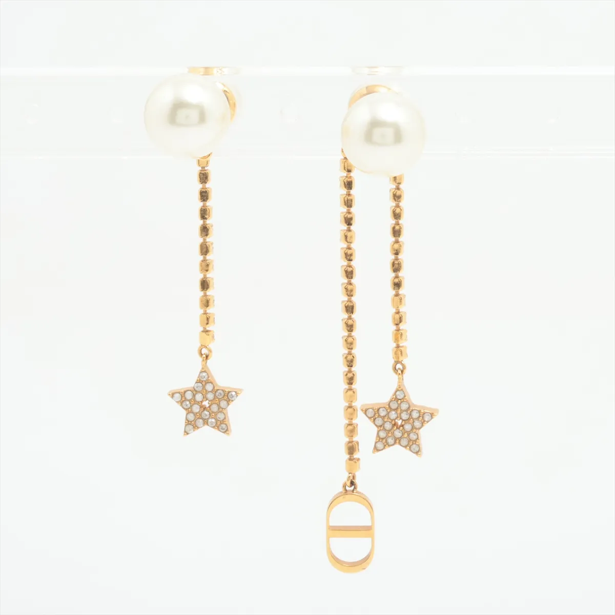 Tribales earrings (for both ears) GP x rhinestone x faux pearl Gold. — view 2