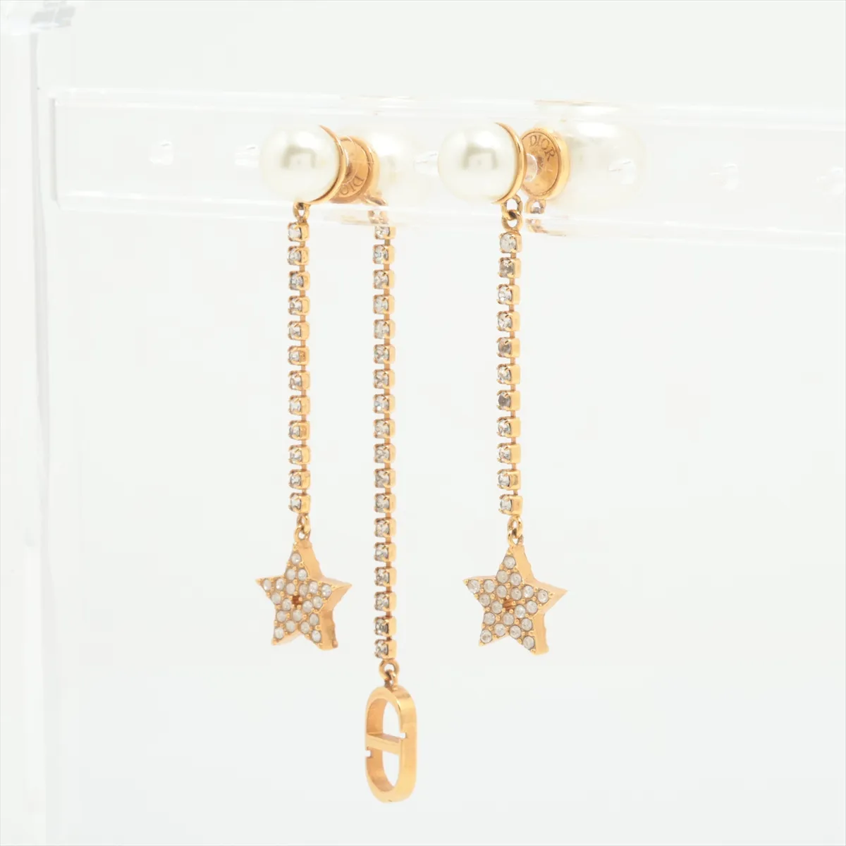 Tribales earrings (for both ears) GP x rhinestone x faux pearl Gold. — view 3