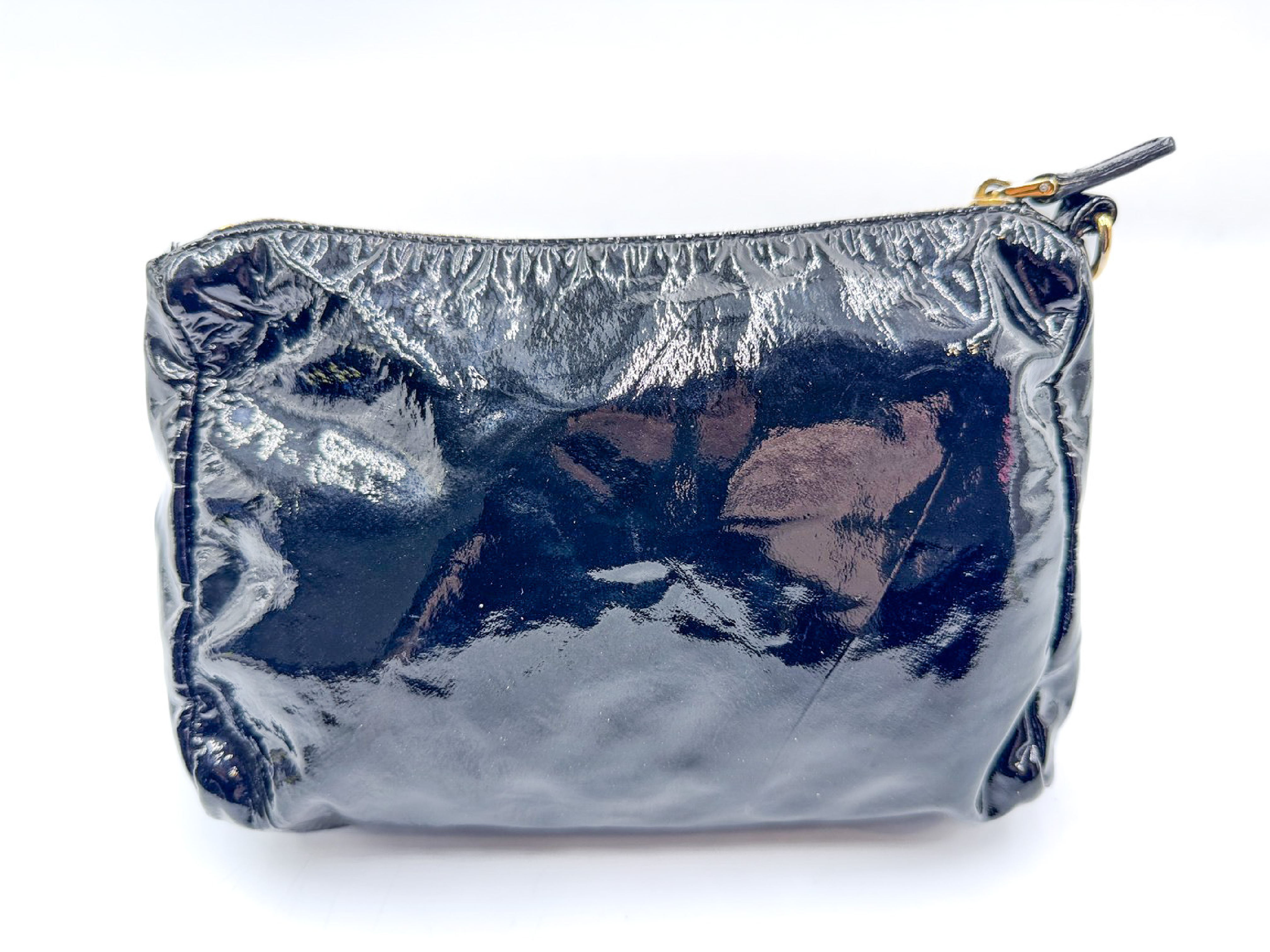enamel black pouch with gold hardware — view 2