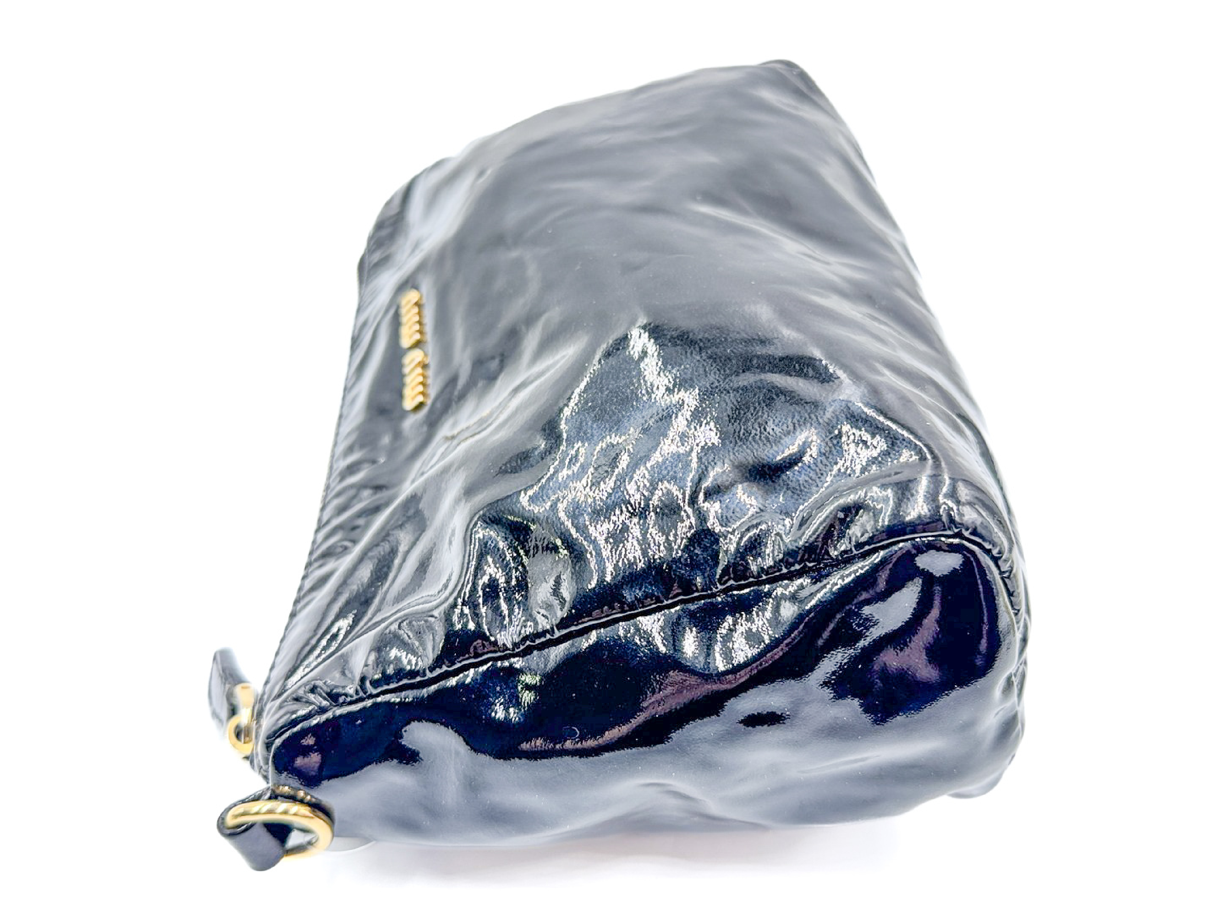 enamel black pouch with gold hardware — view 3