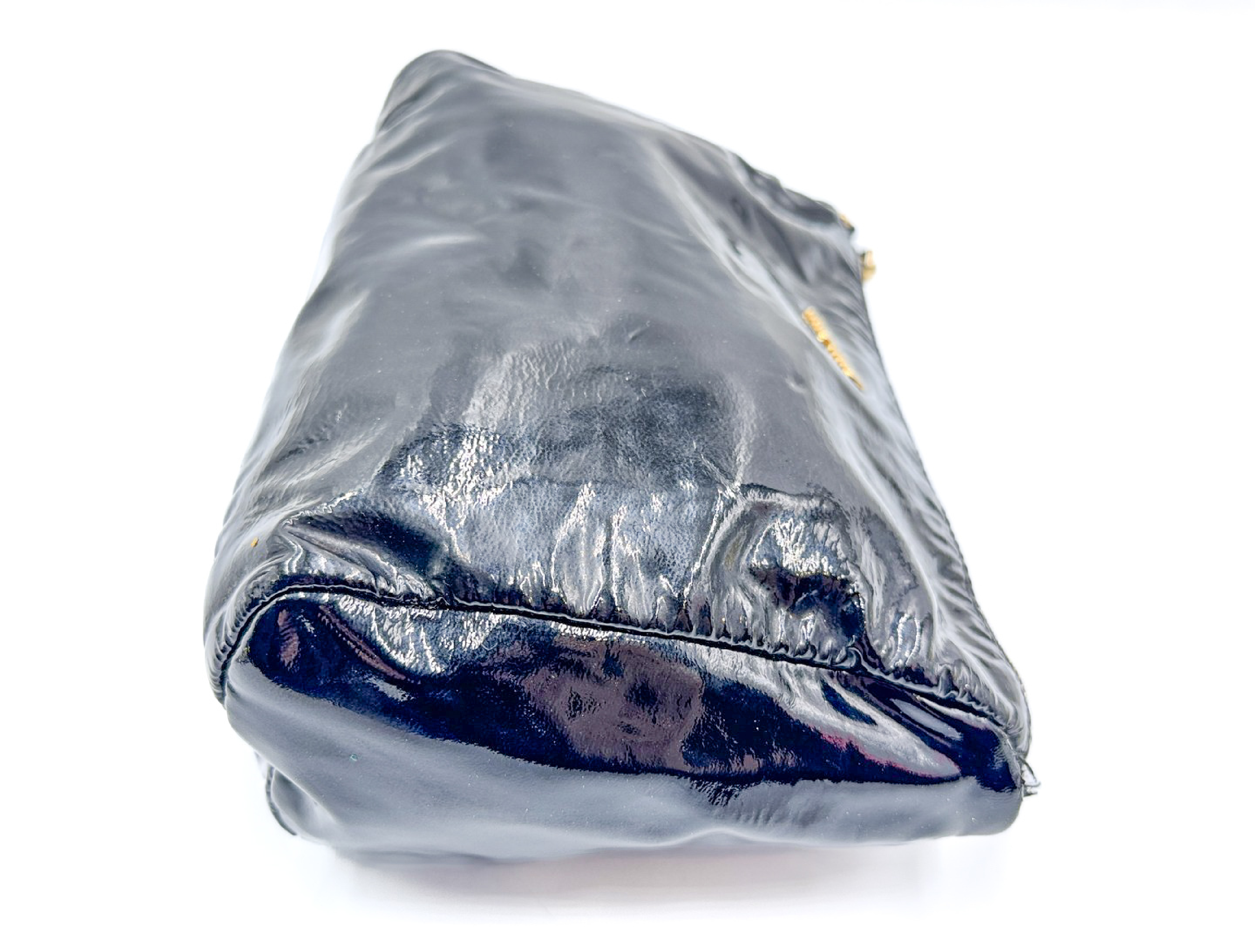 enamel black pouch with gold hardware — view 4