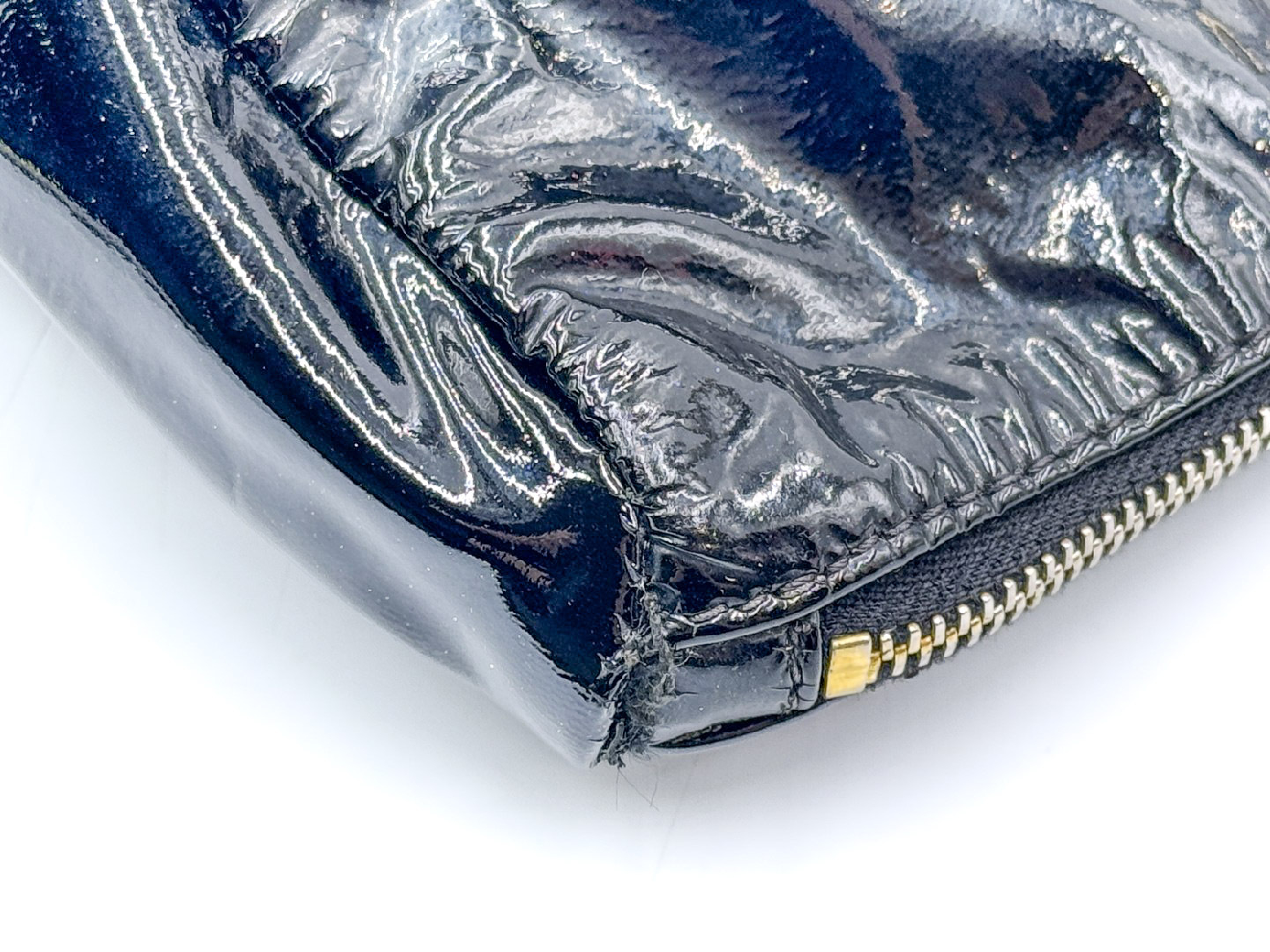 enamel black pouch with gold hardware — view 10